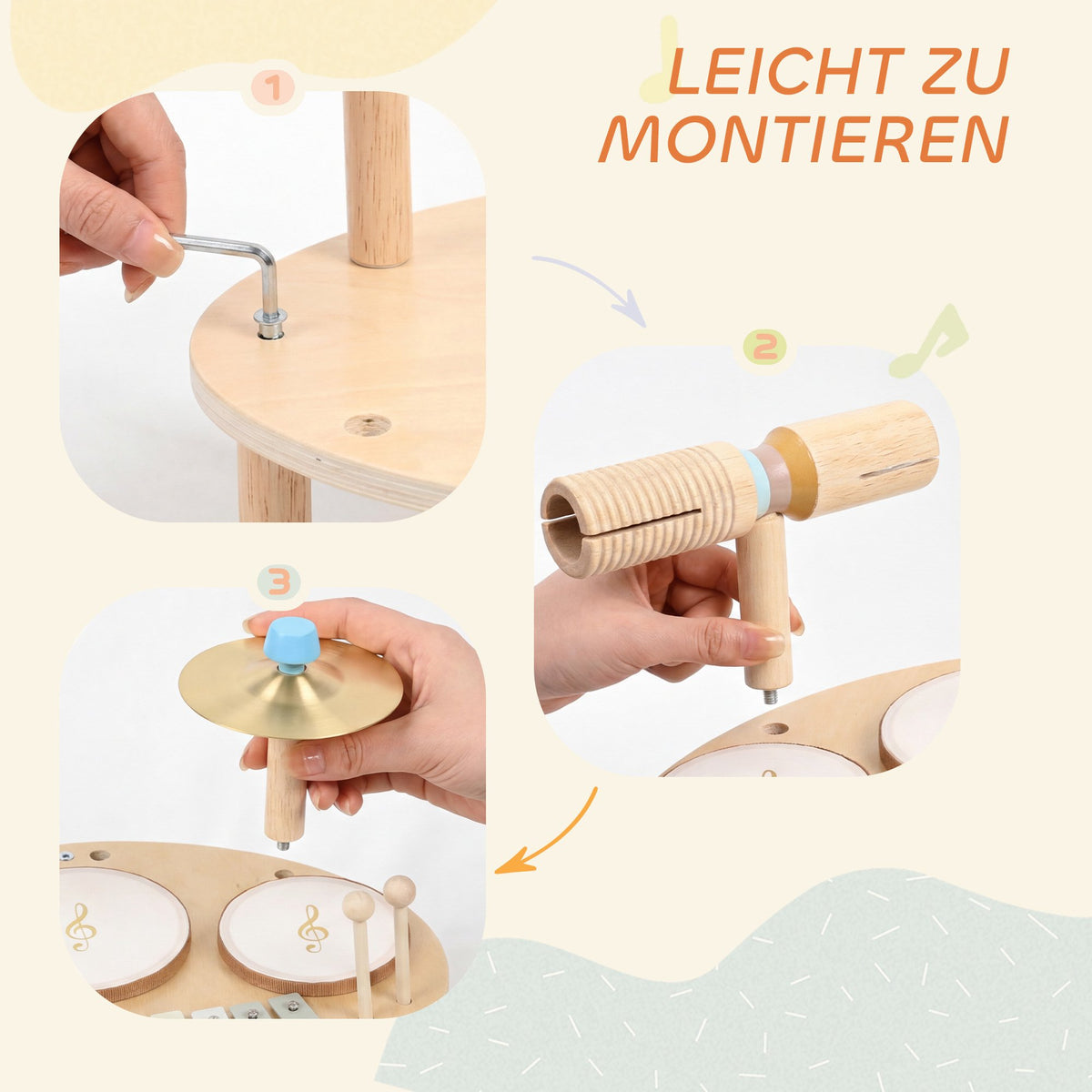 Children's 4-in-1 Musical Instrument Set with Drums & Xylophone