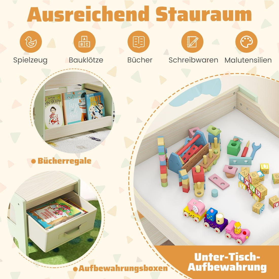 Children's Activity Table Set with Reversible Top & Storage