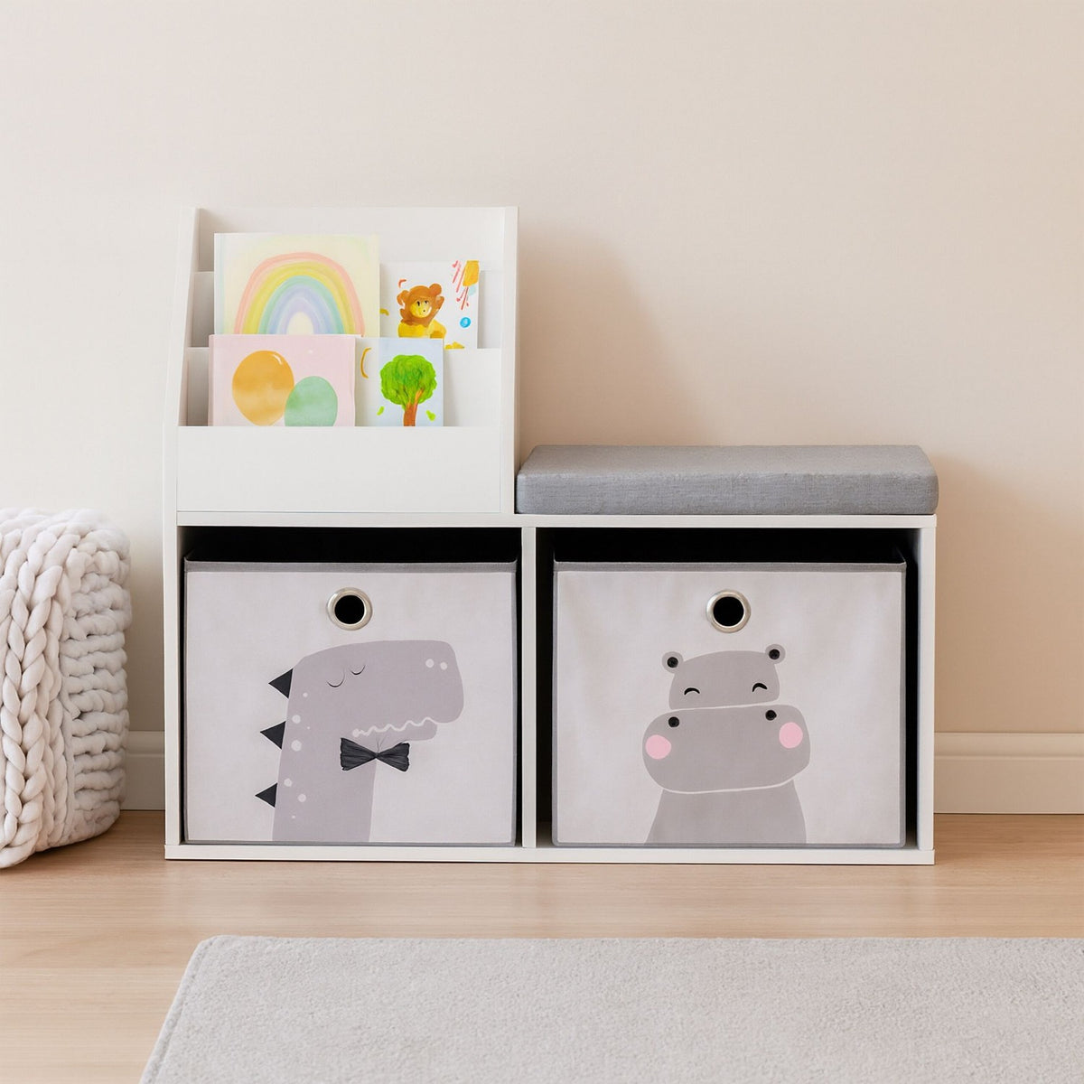 Children's Bench with Bookcase – 3-in-1 Storage Unit