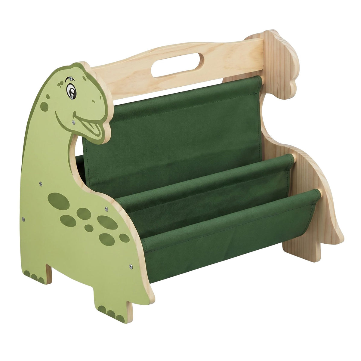 Children's Bookcase with 4 Fabric Pockets – Dino Design
