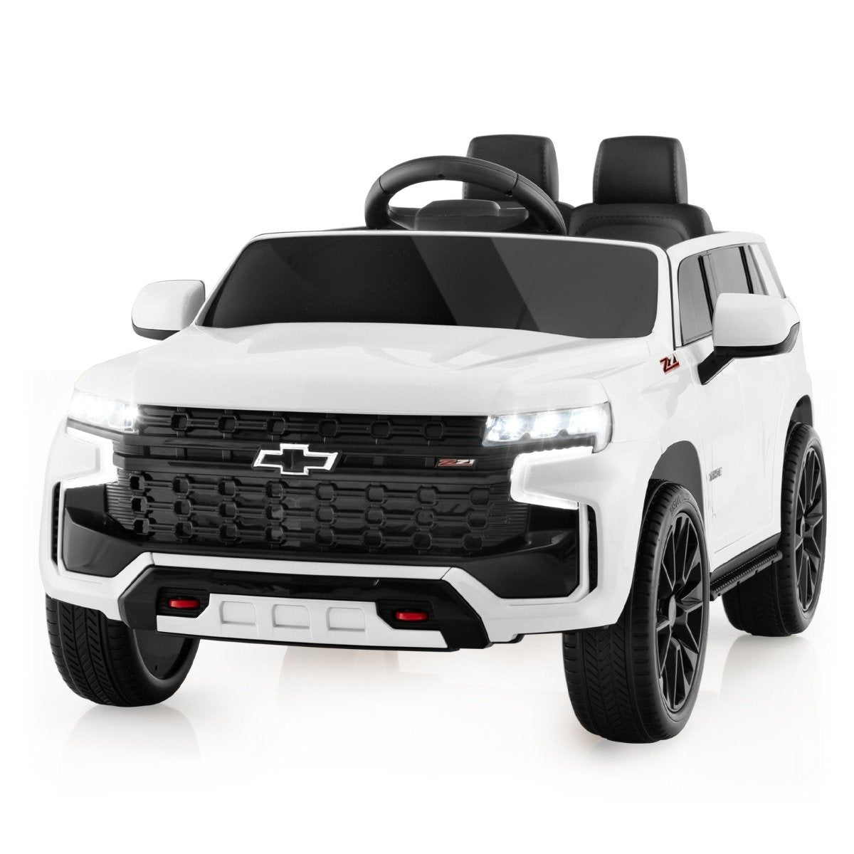 Children's Chevrolet electric car with 2.4G remote control & Suspension & lights & Music children's car white