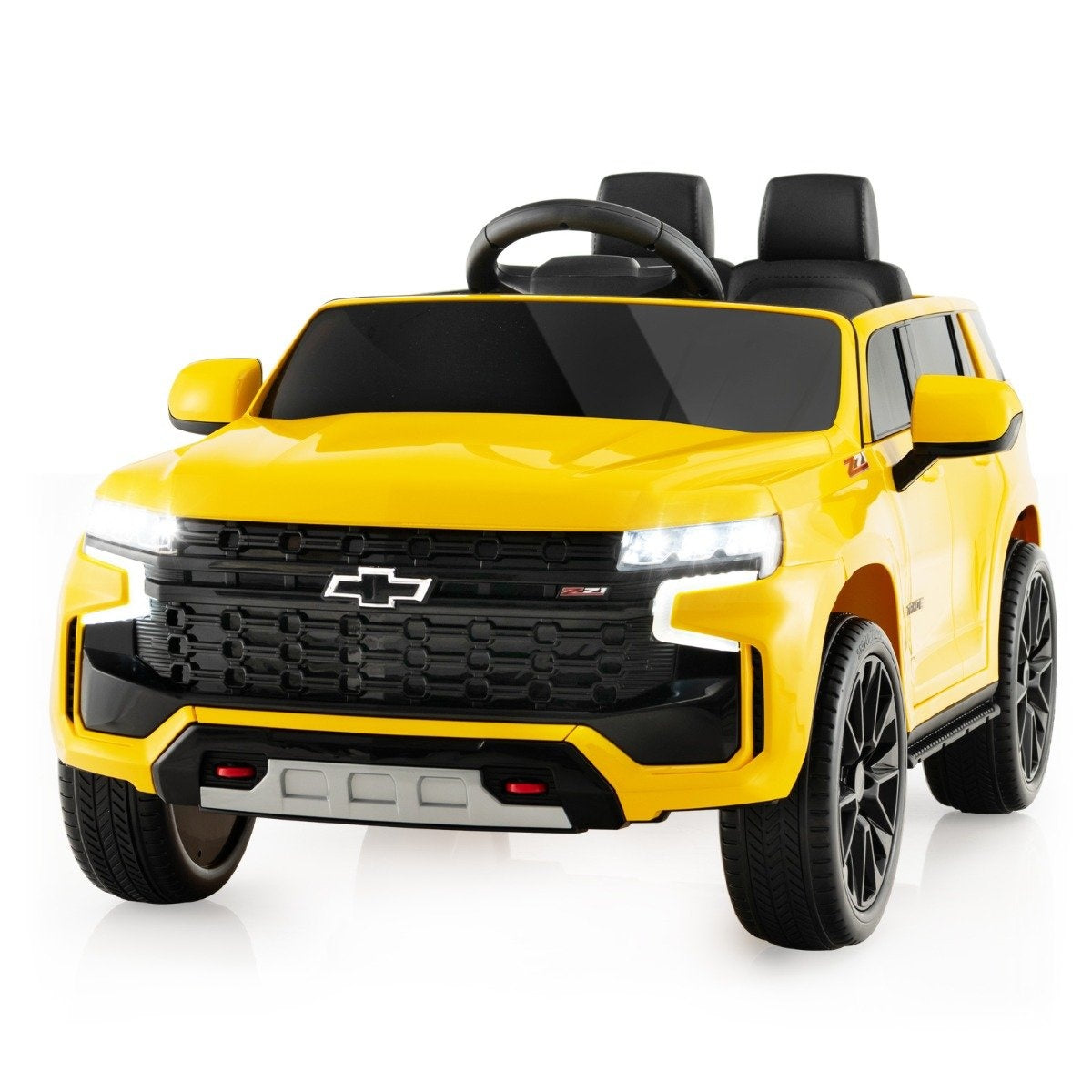 Children's Chevrolet electric car with 2.4G remote control & Suspension & lights & Music children's car yellow