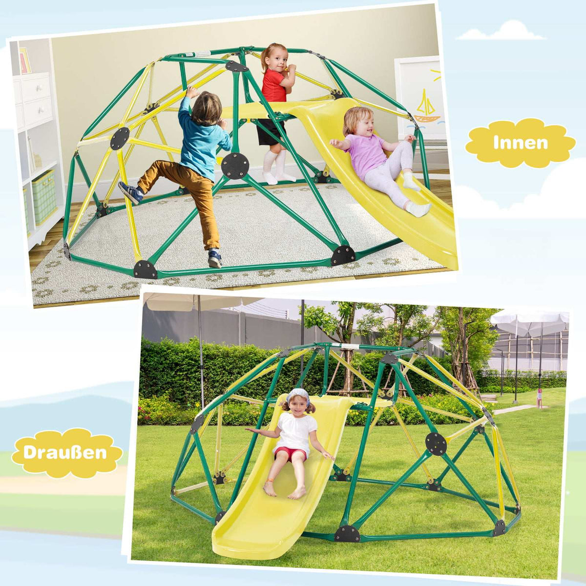 Children's Climbing Dome with Slide, 180kg Capacity