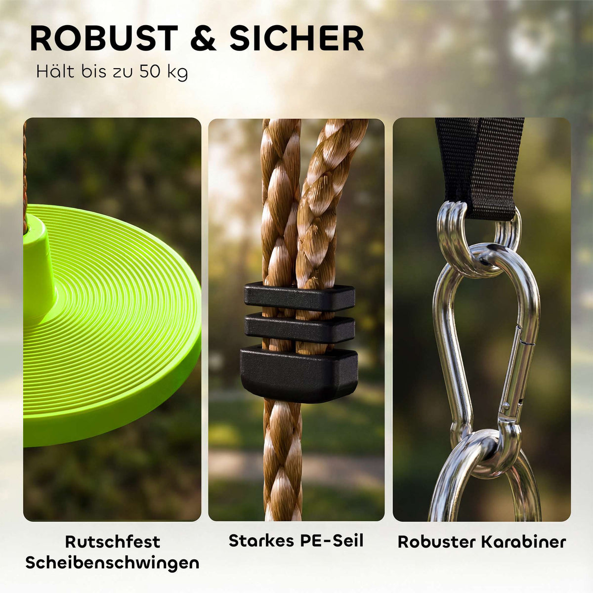 Children's Climbing Rope Set with Disc Swing and Foot Holds