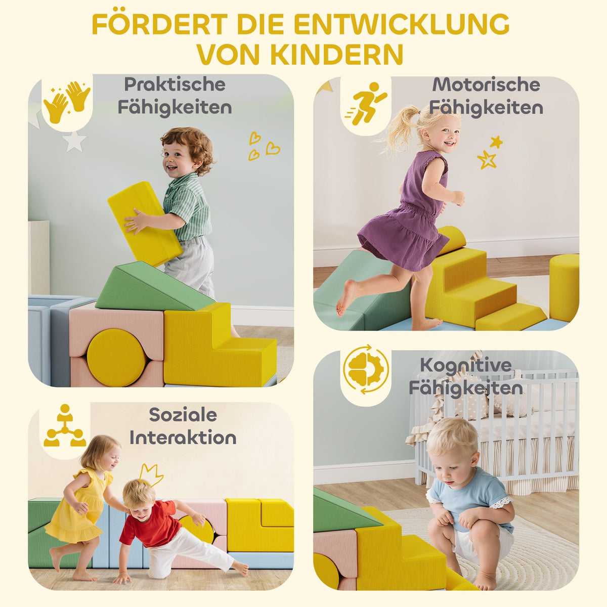 Children's Foam Block Set, 12-Piece, Washable Corduroy