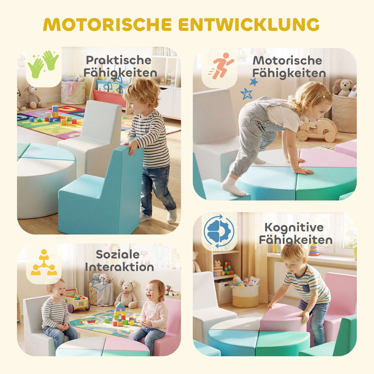 Children's Foam Building Blocks Set, 8-Piece, Multicolor