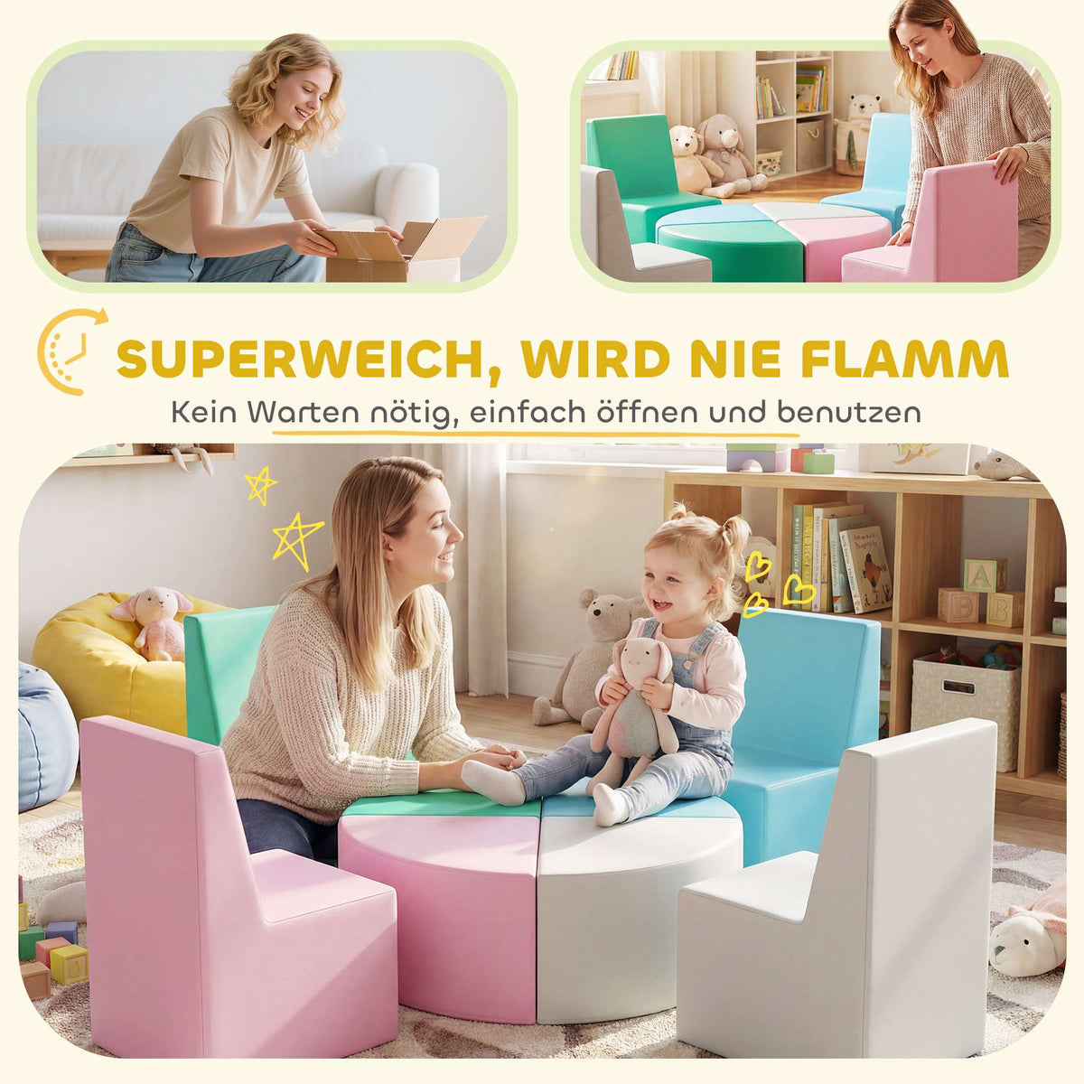 Children's Foam Building Blocks Set, 8-Piece, Multicolor