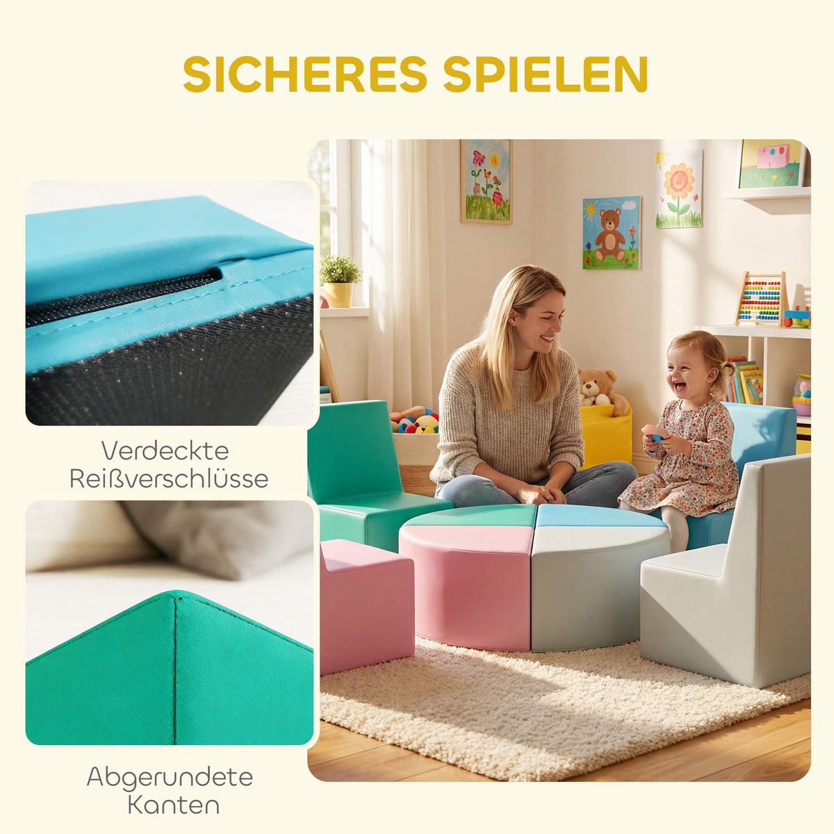 Children's Foam Building Blocks Set, 8-Piece, Multicolor