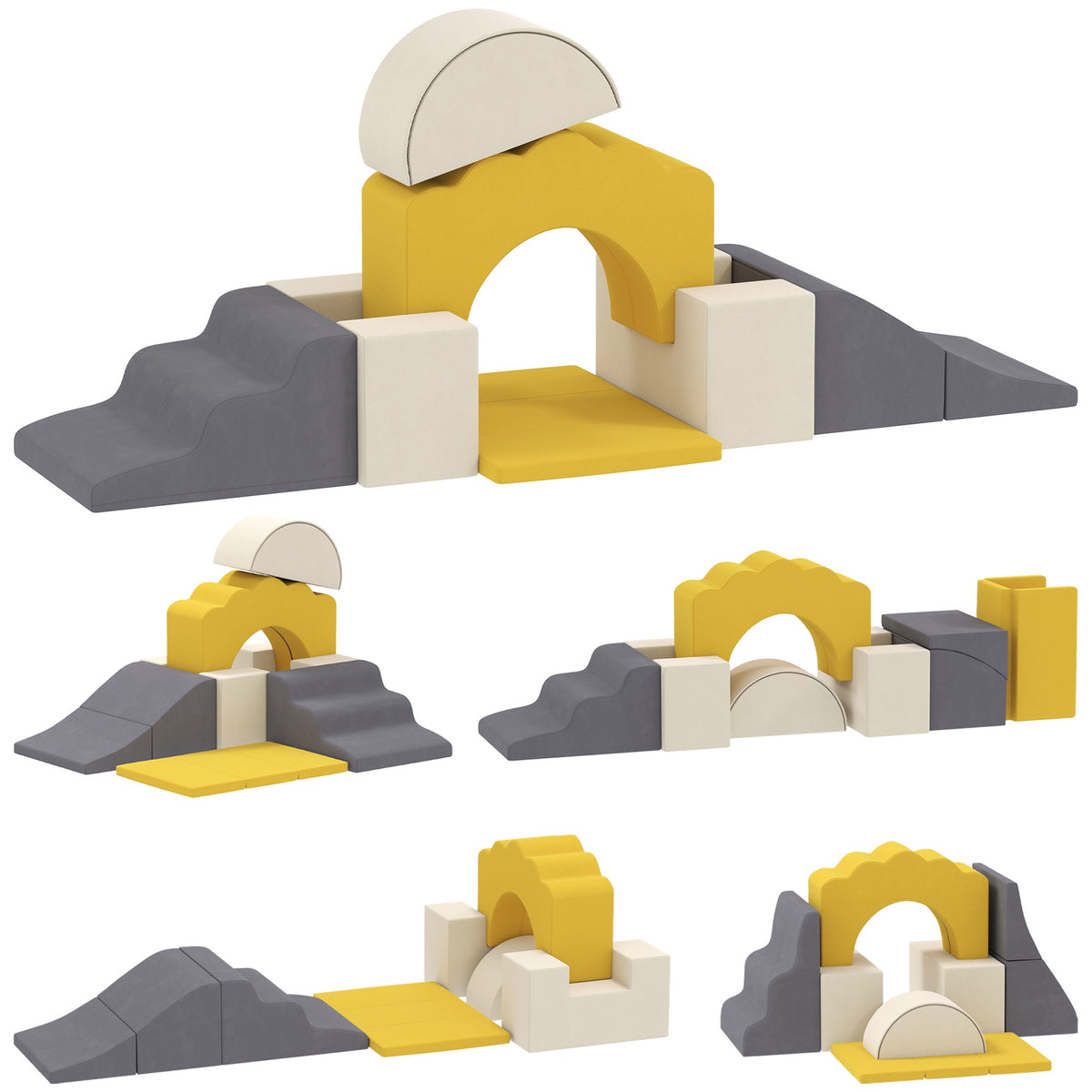 Children's Foam Play Set, 7-Piece, Yellow Velvet