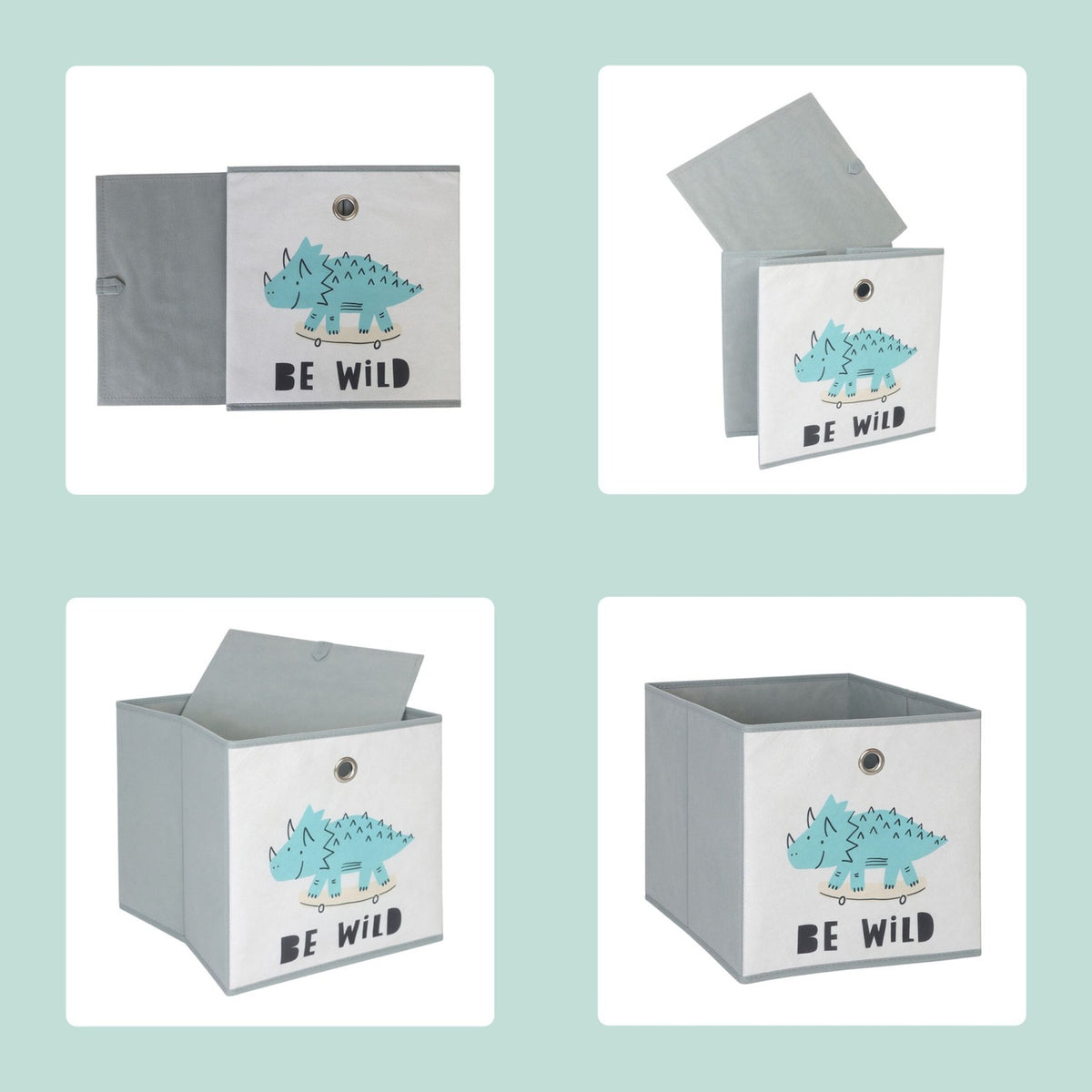 Children's Foldable Storage Boxes, 3-Pack, Dinosaur & Animal