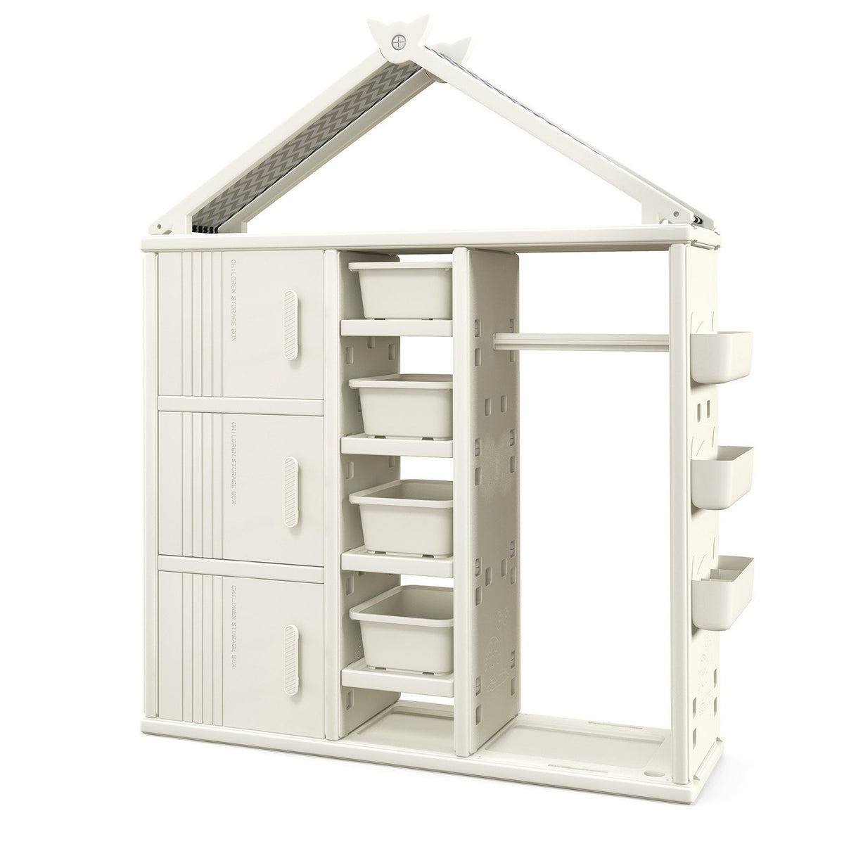 Children's House-Shaped Wardrobe with Clothes Rail