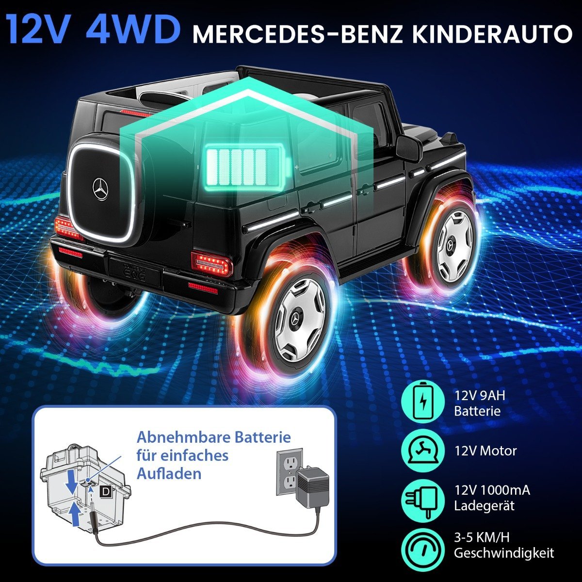 Children's Mercedes-Benz electric car with 2.4G remote control & Headlight 12V electric vehicle black