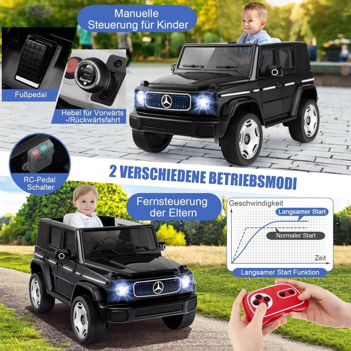 Children's Mercedes-Benz electric car with 2.4G remote control & Headlight 12V electric vehicle black