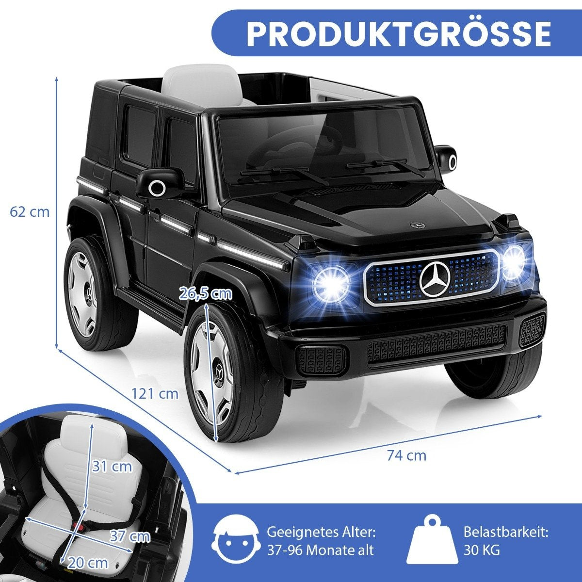Children's Mercedes-Benz electric car with 2.4G remote control & Headlight 12V electric vehicle black