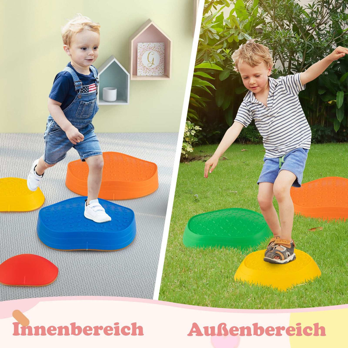 Children's Non-Slip Balance Stones, Multicolor, Up to 80kg
