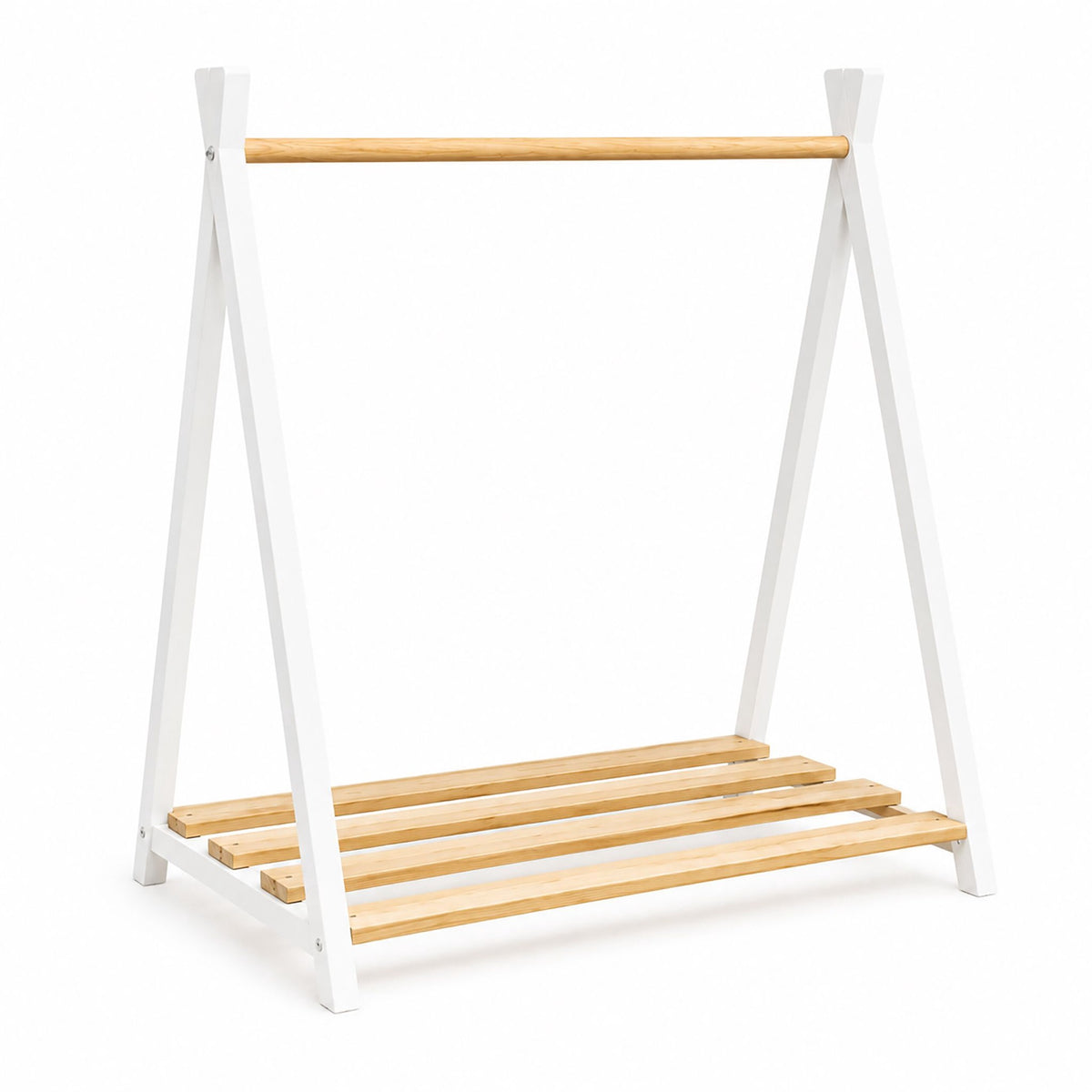Children's Pine Clothes Rack – Natural White, 111.5 cm