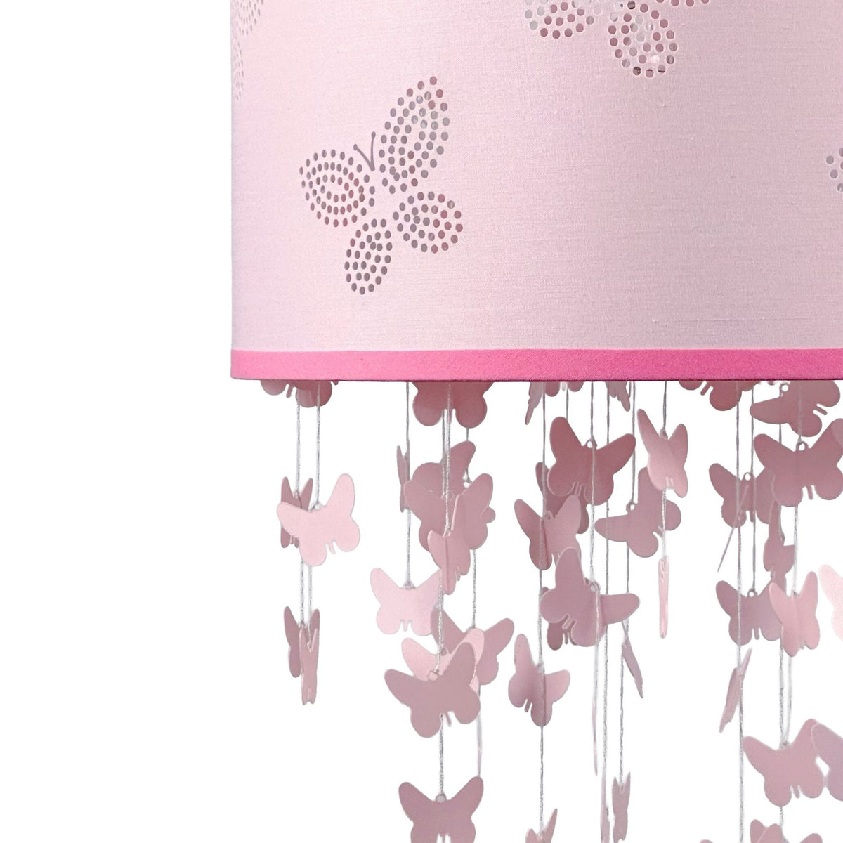 Children's Pink Butterfly Pendant Lamp with Mobile