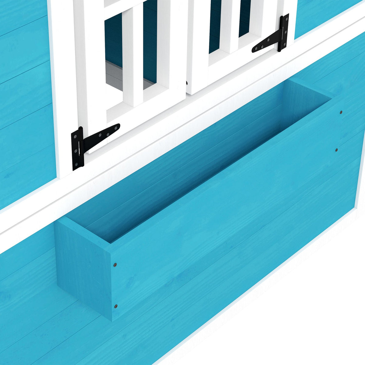 Children's Playhouse Made of Wood Outdoor Playhouse with Window, Flower Shelf, Plant Box and Door Garden House for Children 3-8 Years Blue