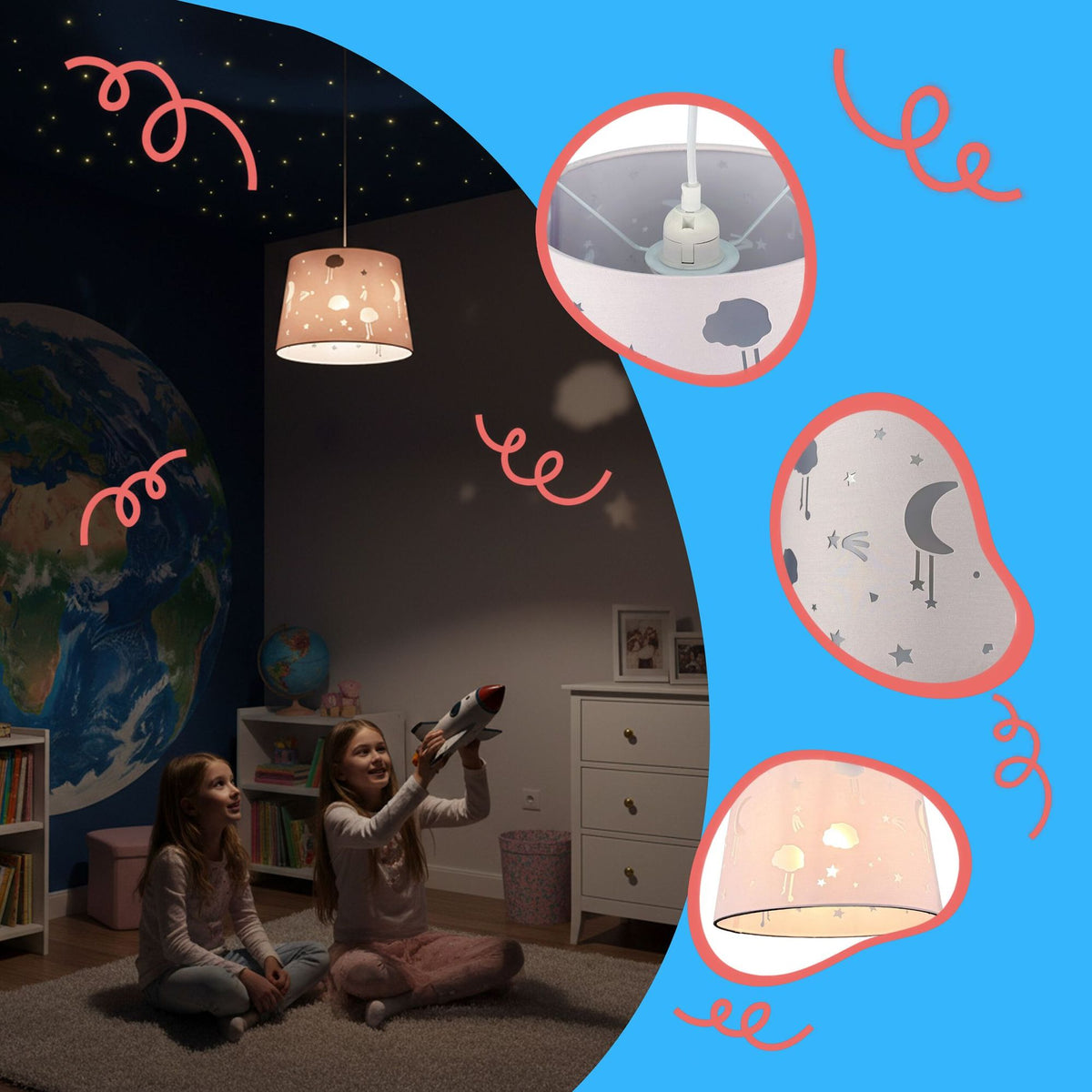 Children's Room Hanging Lamp – Night Sky Design