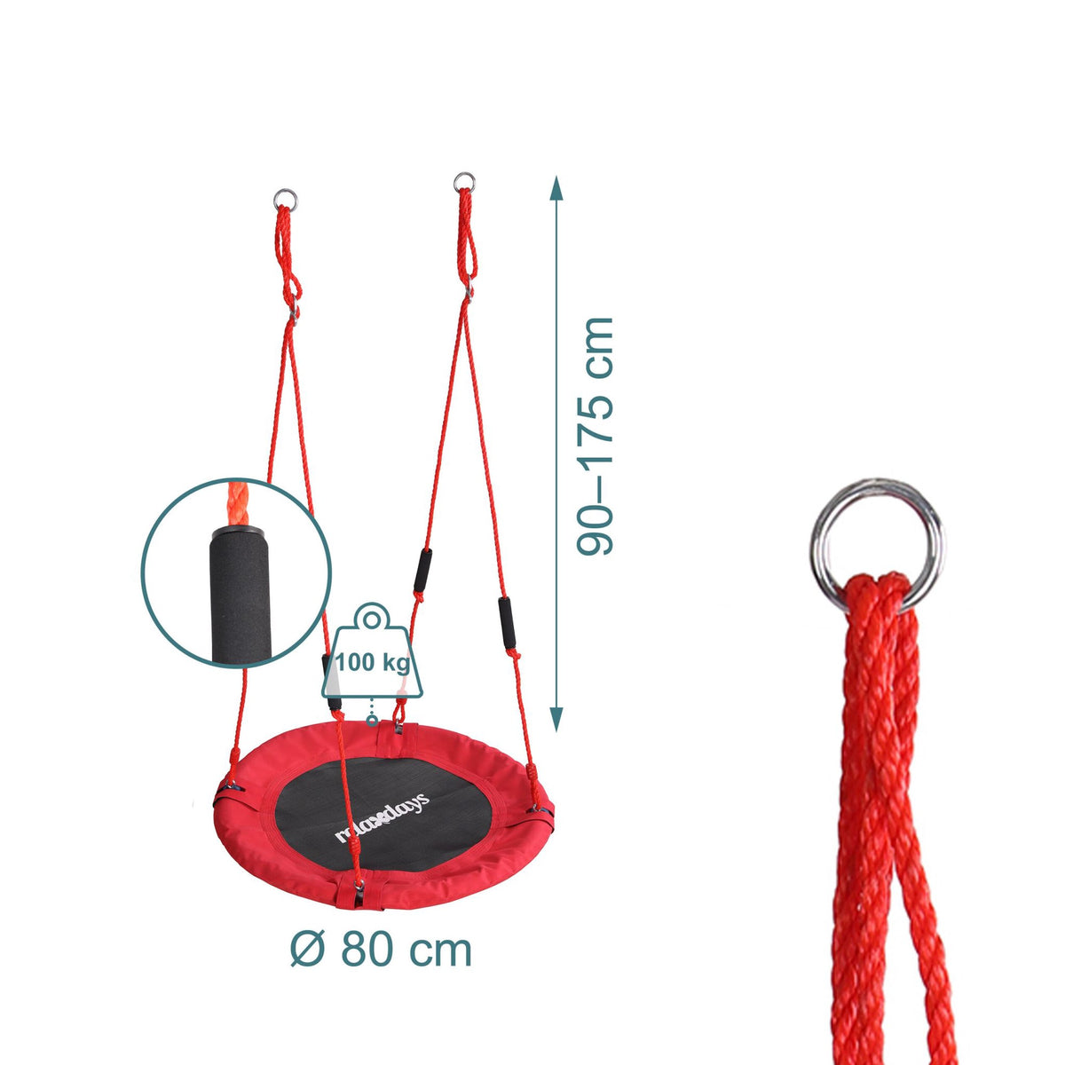 Children's Round Nest Swing with Foam Handles