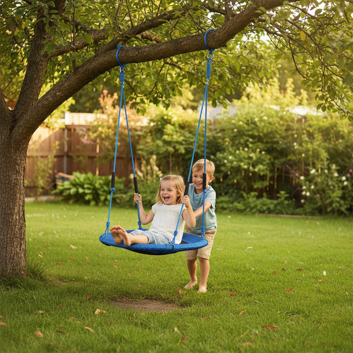 Children's Round Nest Swing with Foam Handles