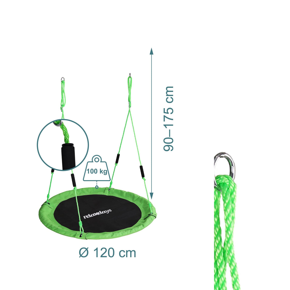 Children's Round Nest Swing with Foam Handles