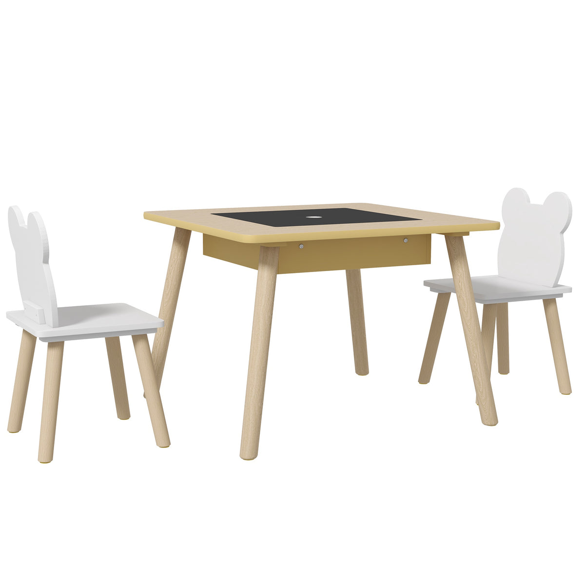 Children's Table Set with 2 Bear Chairs, Storage, Ages 3-6
