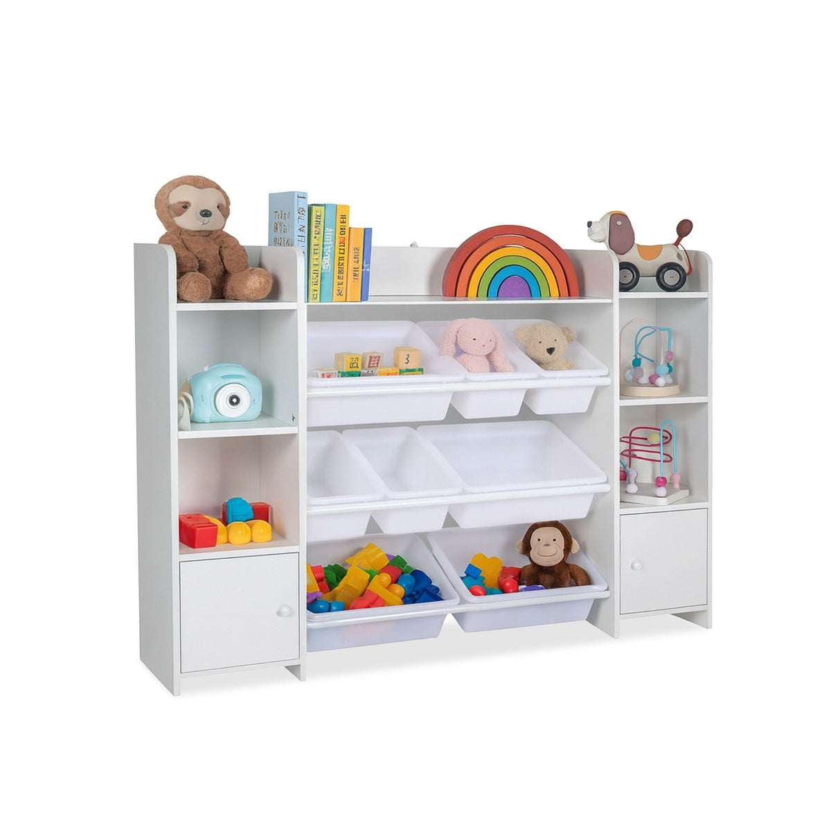 Children's Toy Shelf with 8 Boxes and 3 Shelves