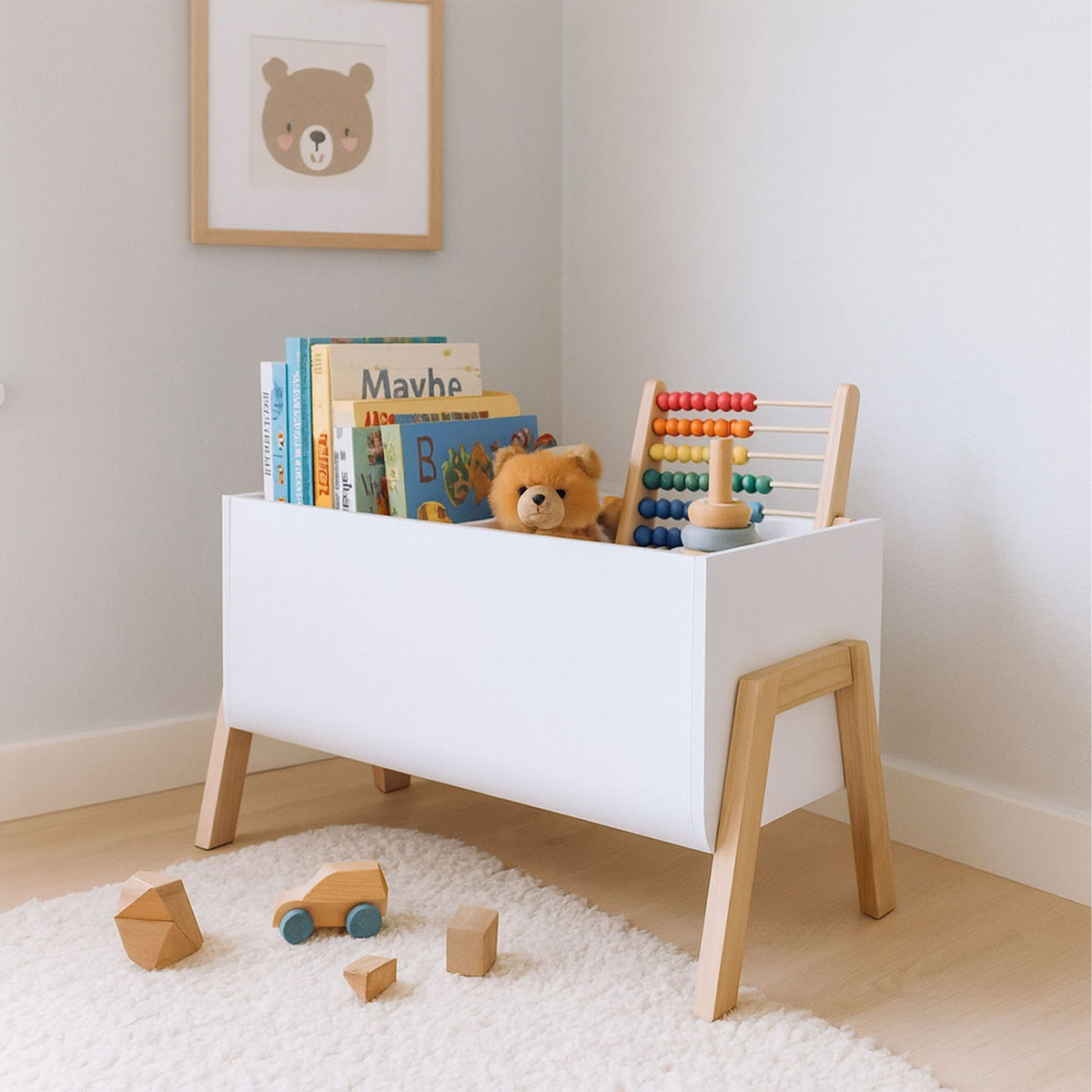 Children's White Bookcase, Toy Storage – Wood, 66.5cm