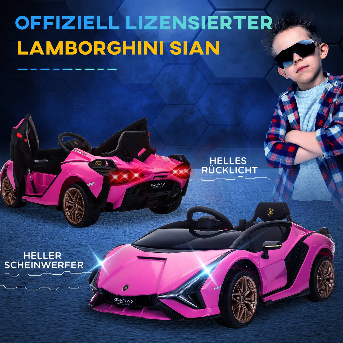 Children's electric SUV car with 3 gears, seat belts, remote control, music (MP3/USB) light, for 37-60 months, load capacity 25kg, pink