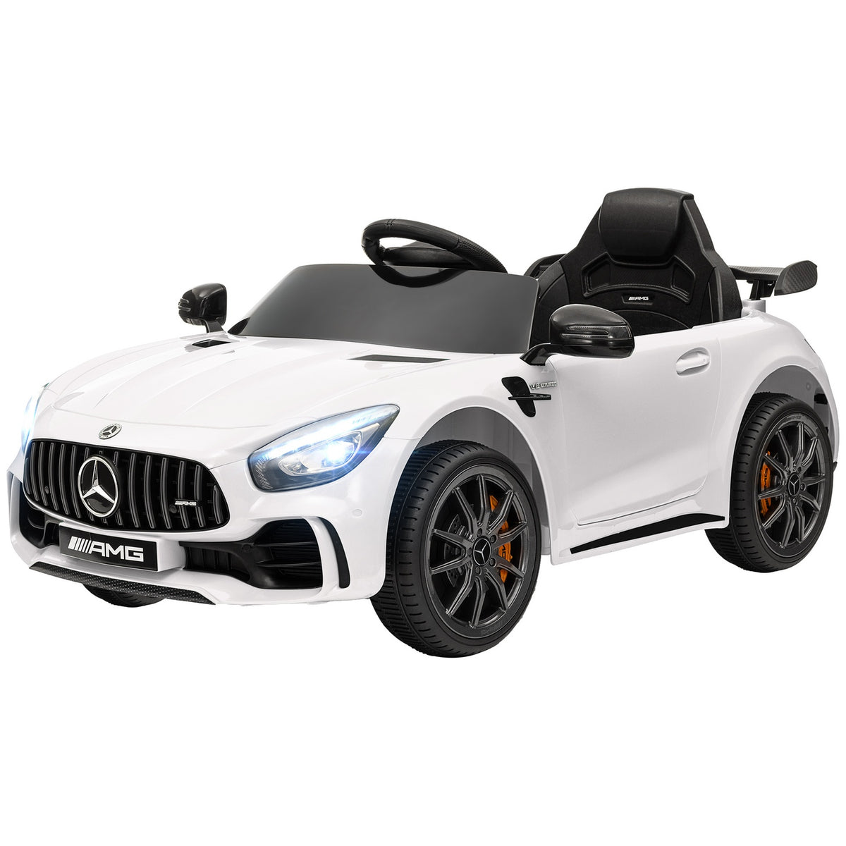 Children's electric car 12 V children's car with 2.4G remote control, USB, MP3, music, electric vehicle with lights, soft start, reverse function, 3-5 km/h, for children 3-6 years, white