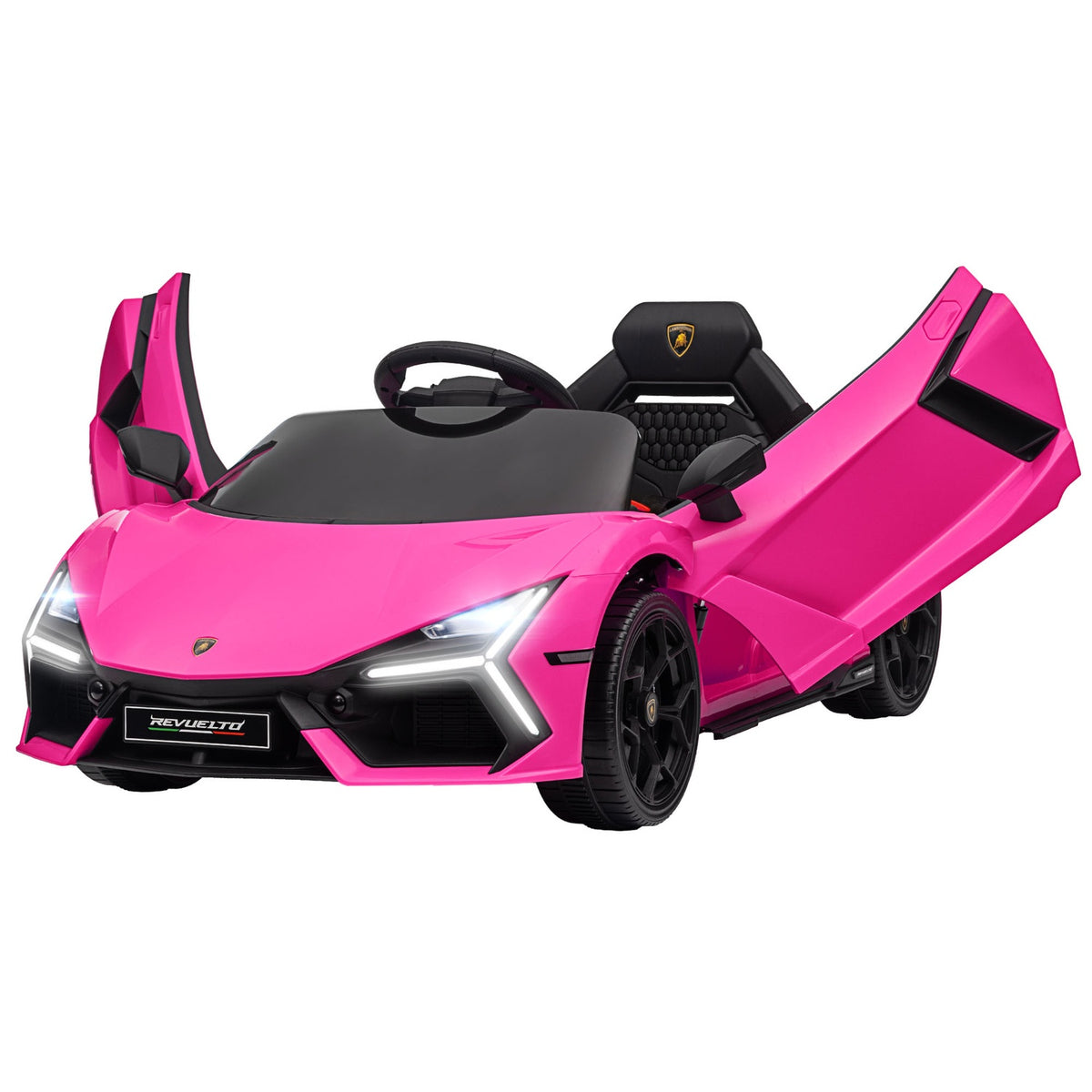 Children's electric car 12V children's car with 2.4G remote control, music, electric vehicle with light, USB/MP3 port, reverse function, up to 5 km/h, for children 3-5 years, pink