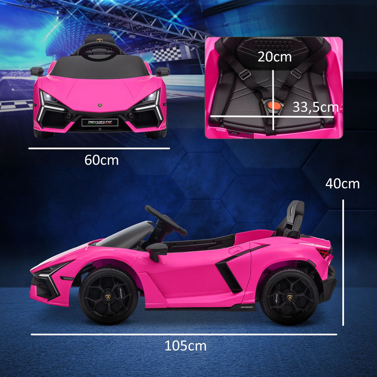 Children's electric car 12V children's car with 2.4G remote control, music, electric vehicle with light, USB/MP3 port, reverse function, up to 5 km/h, for children 3-5 years, pink