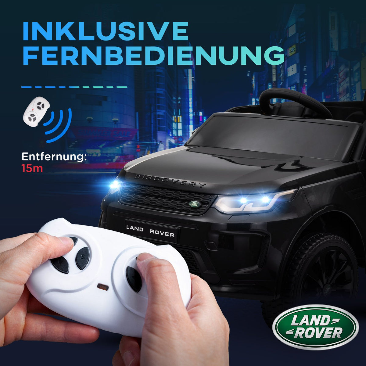 Children's electric car 12V children's car with 2.4G remote control, music, horn, electric vehicle with LED lights, USB/MP3 port, 3-5 km/h, for children 3-6 years, black