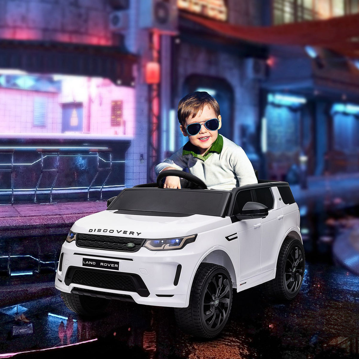 Children's electric car 12V children's car with 2.4G remote control, music, horn, electric vehicle with LED lights, USB/MP3 port, 3-5 km/h, for children 3-6 years, white