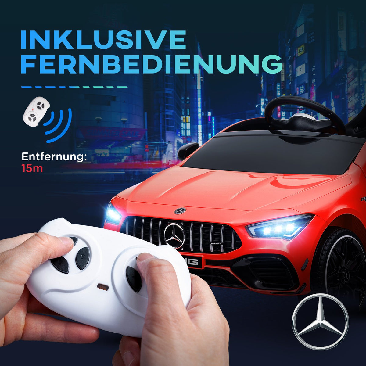 Children's electric car 12V children's car with remote control, music, electric vehicle with light, USB/MP3 port, reverse function, up to 5 km/h, for children 3-6 years, red