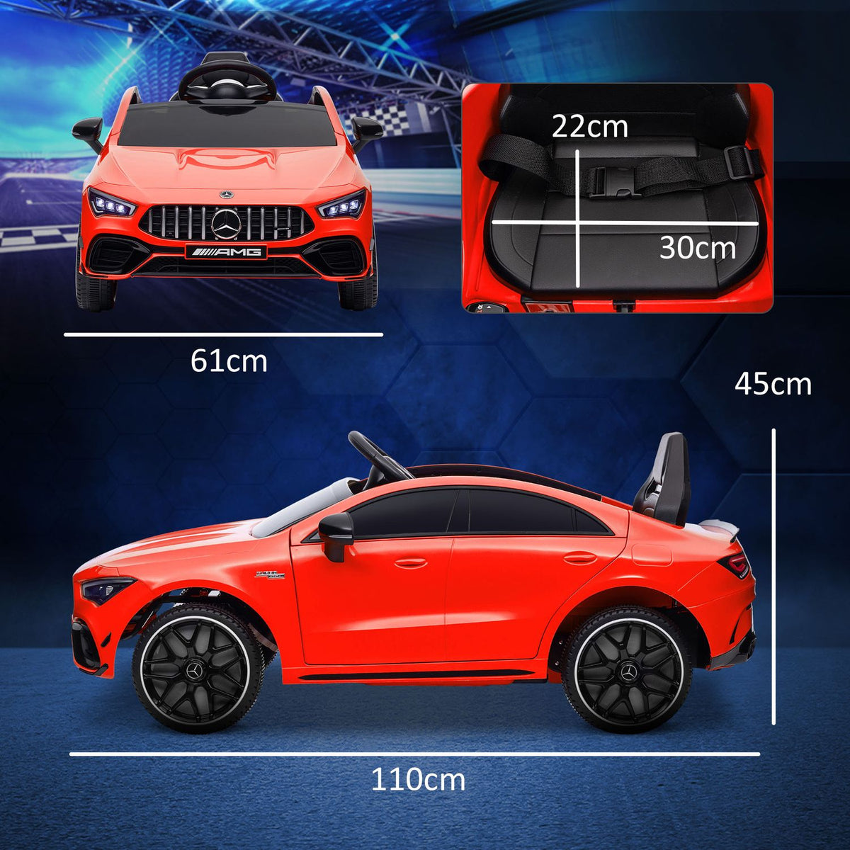 Children's electric car 12V children's car with remote control, music, electric vehicle with light, USB/MP3 port, reverse function, up to 5 km/h, for children 3-6 years, red