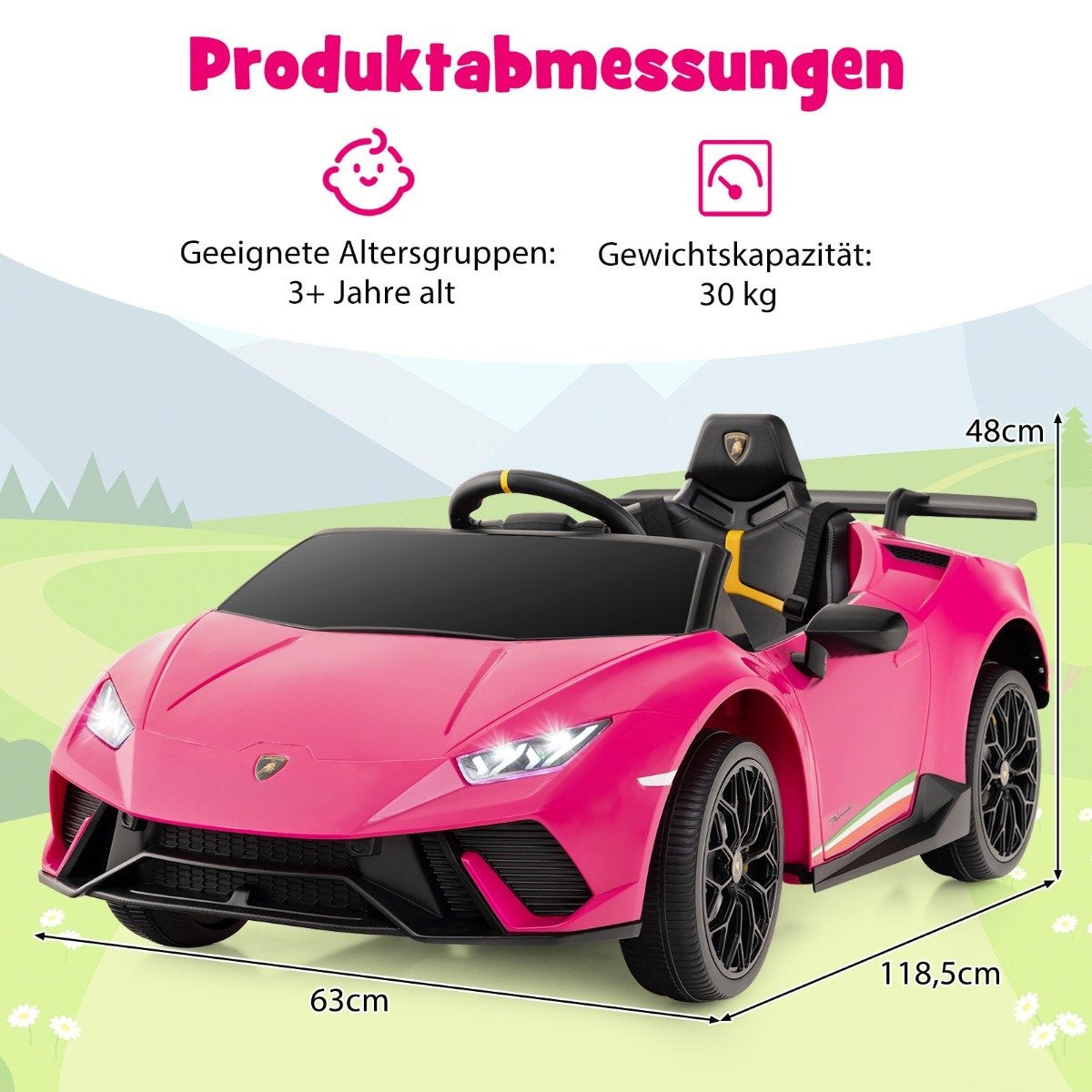 Children's electric car Lamborghini 12V children's car electric with remote control pink