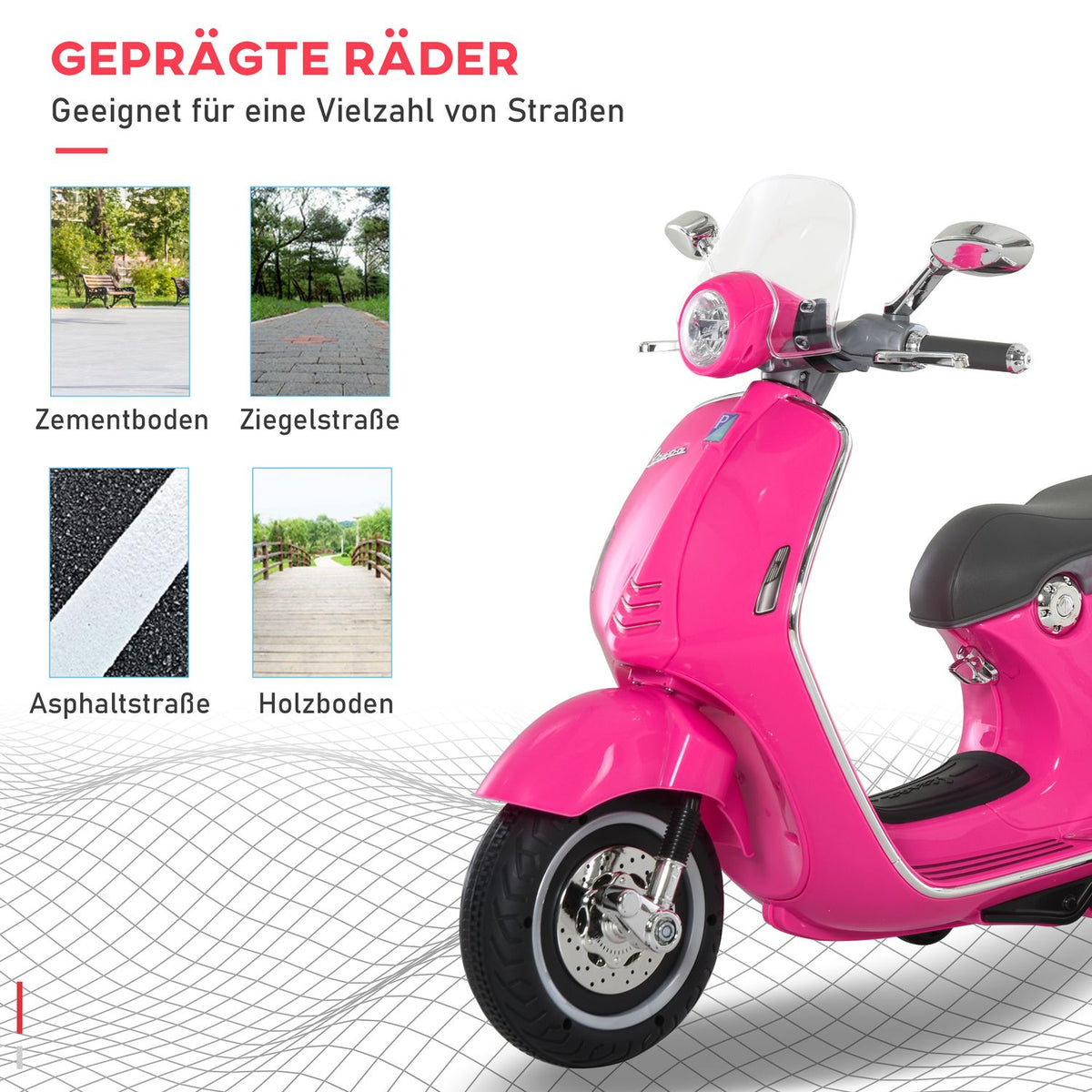 Children's electric motorcycle, 6V children's motorcycle with headlight, music, forward and reverse gear, training wheels, 30 kg load capacity, electric motorcycle for 3-6 years children, pink