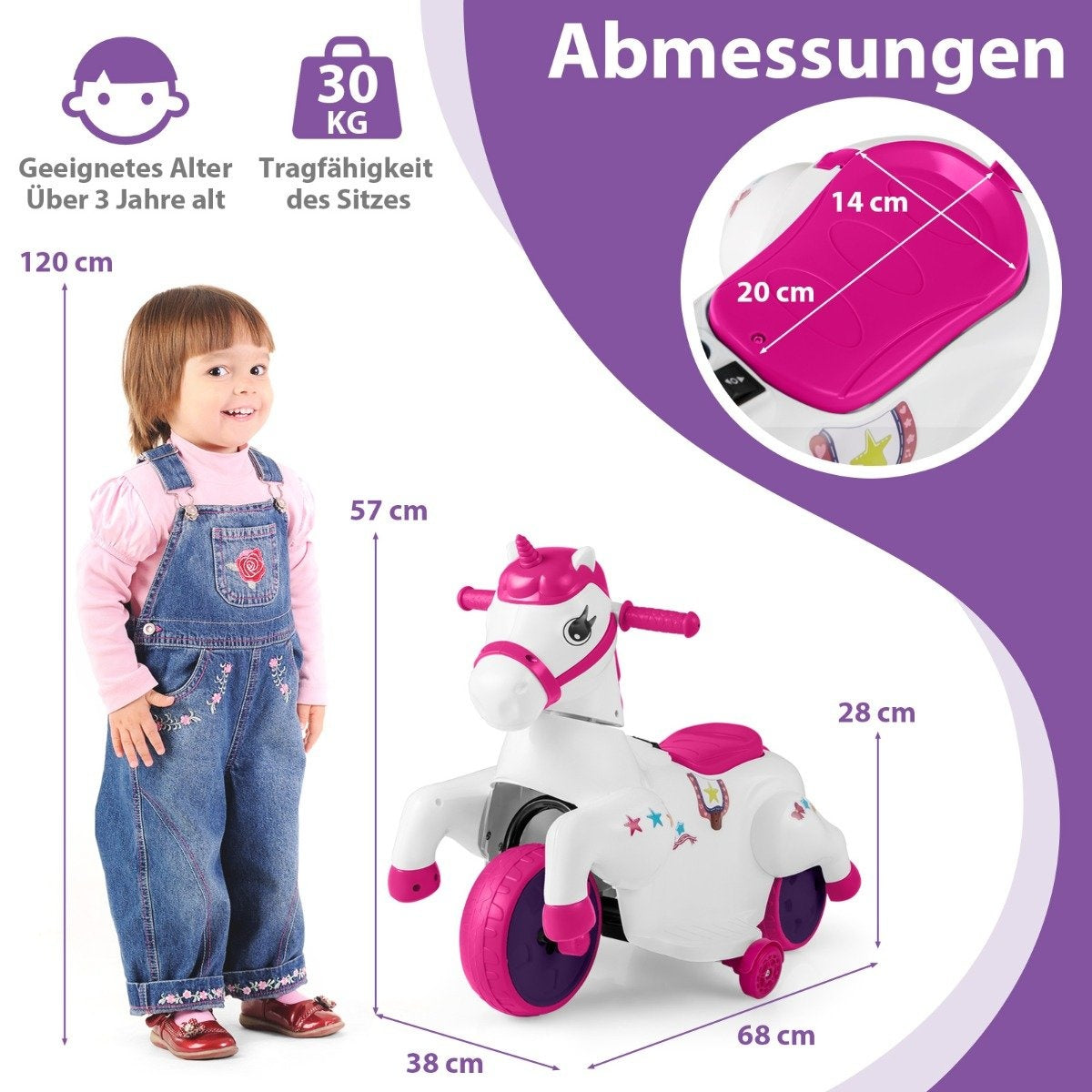 Children's electric motorcycle with music & LED & Electric motorcycle with training wheels for children aged 3 and over pink