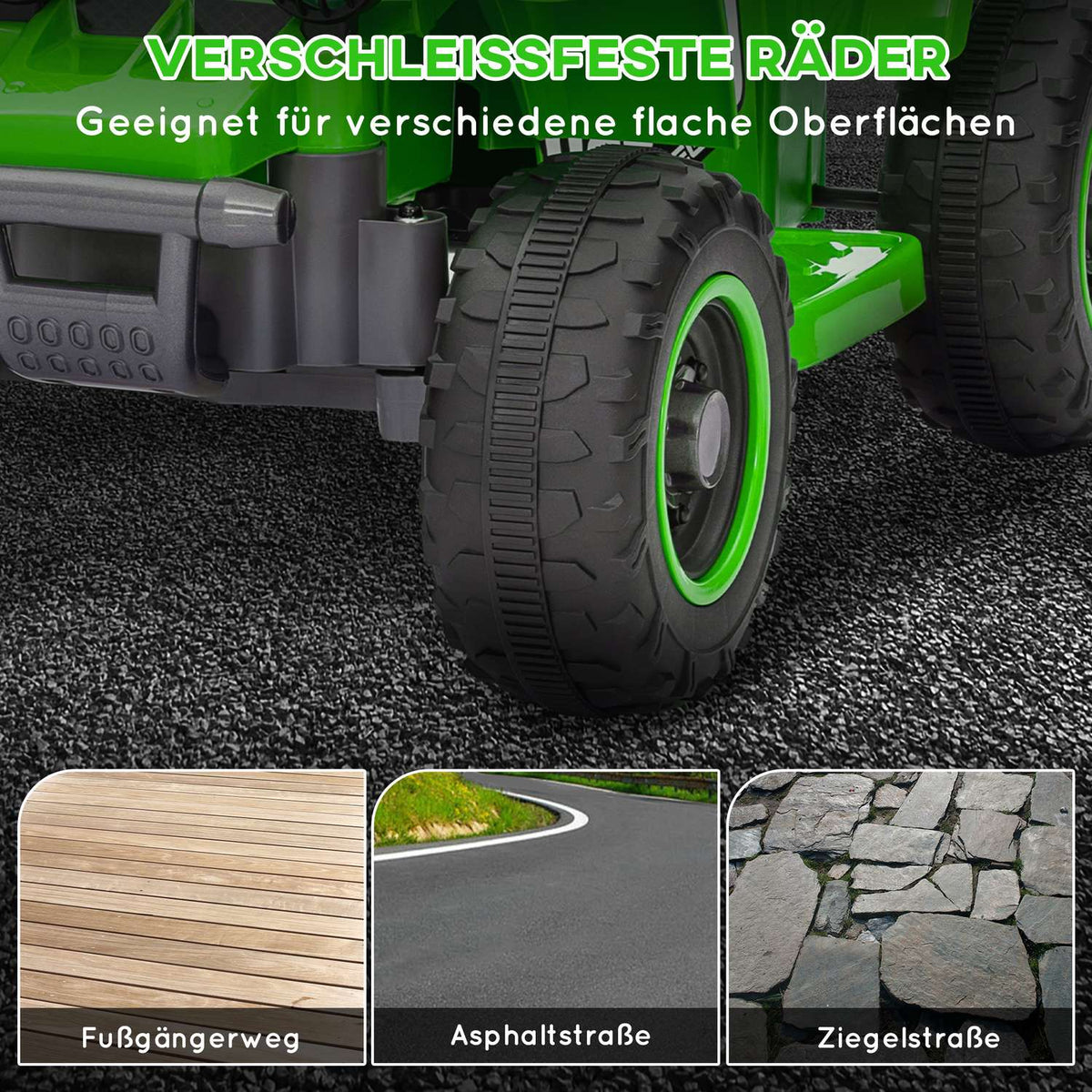 Children's electric quad electric children's quad with forward and reverse function, LED and horn electric car for 1.5-3 years children 3 km/h metal green
