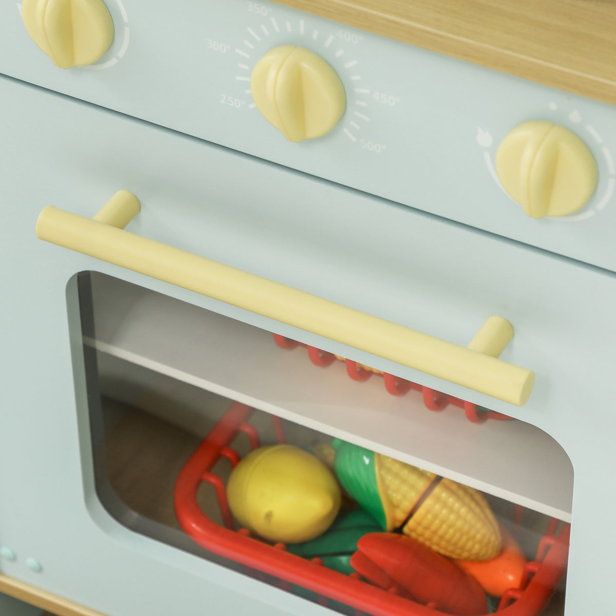 Children's kitchen play kitchen with microwave, stove, oven and kitchen accessories, doll's kitchen with storage space for 3+ years children, blue
