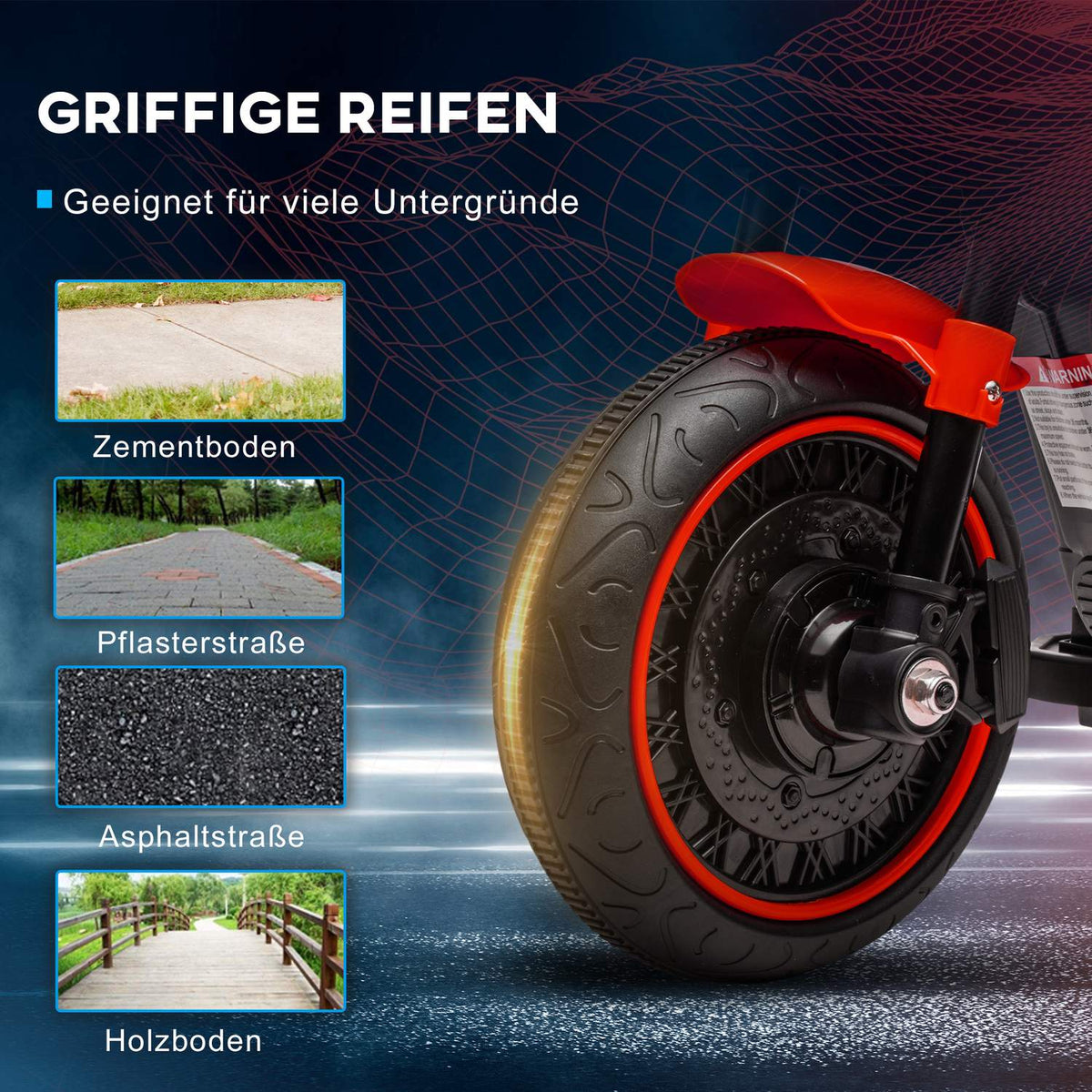 Children's motorcycle children's electric motorcycle electric vehicle children's vehicle with 2 removable support wheels, 3 km/h, for 1.5-3 years, red