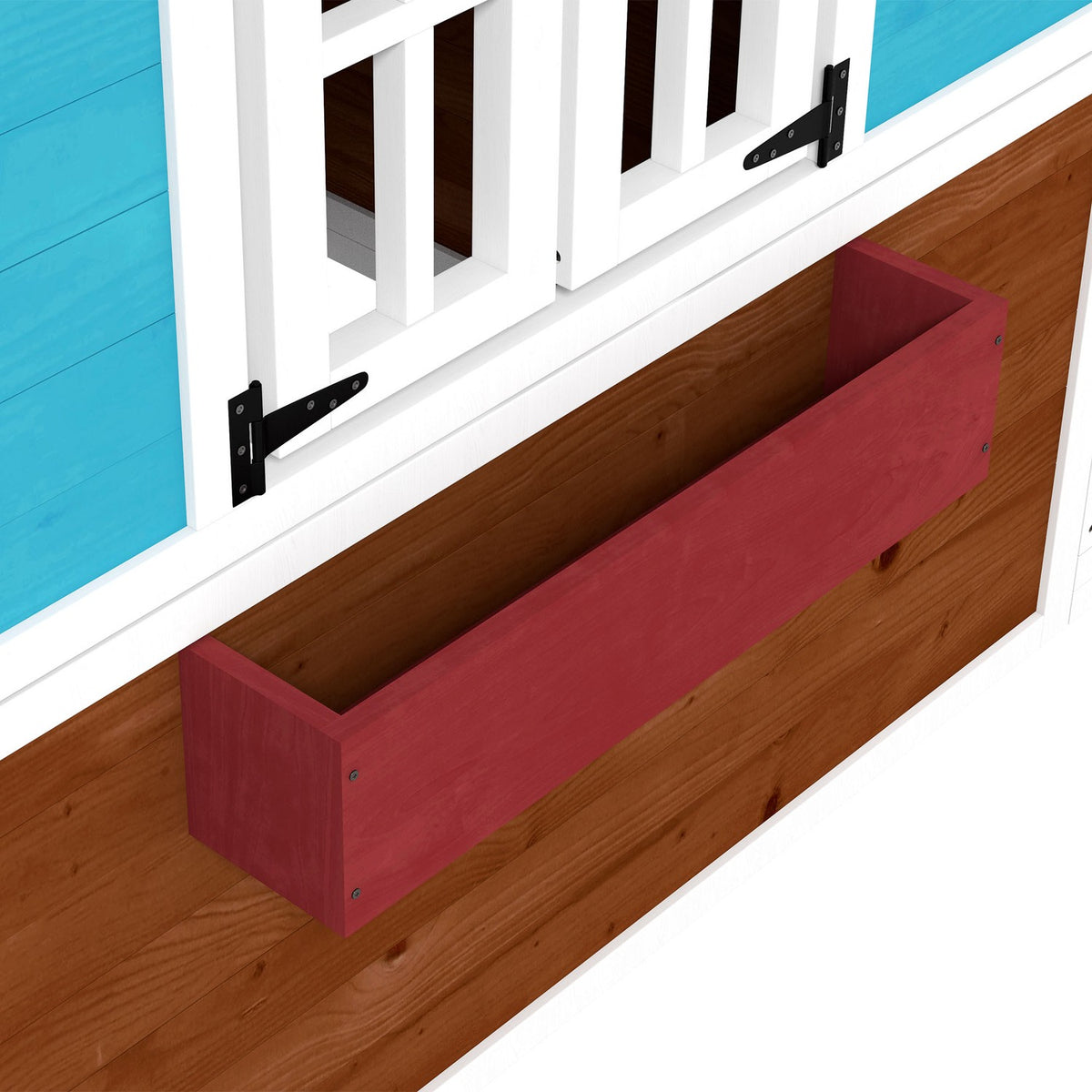 Children's playhouse made of wood, outdoor playhouse with window, flower shelf, plant box and door, garden house for children 3-8 years, dark brown