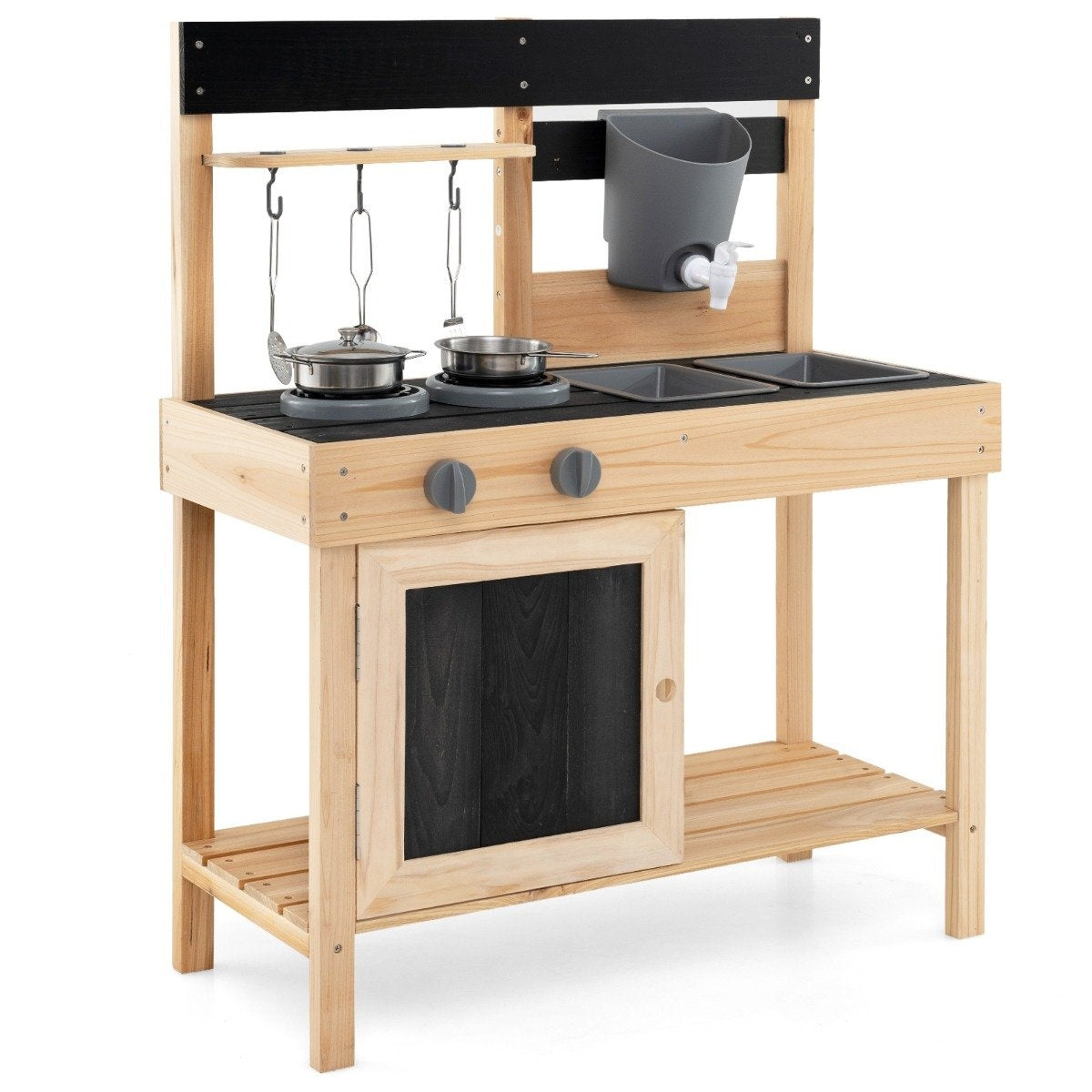 Children's play kitchen with 2 removable sinks & tap & stove & kitchenware