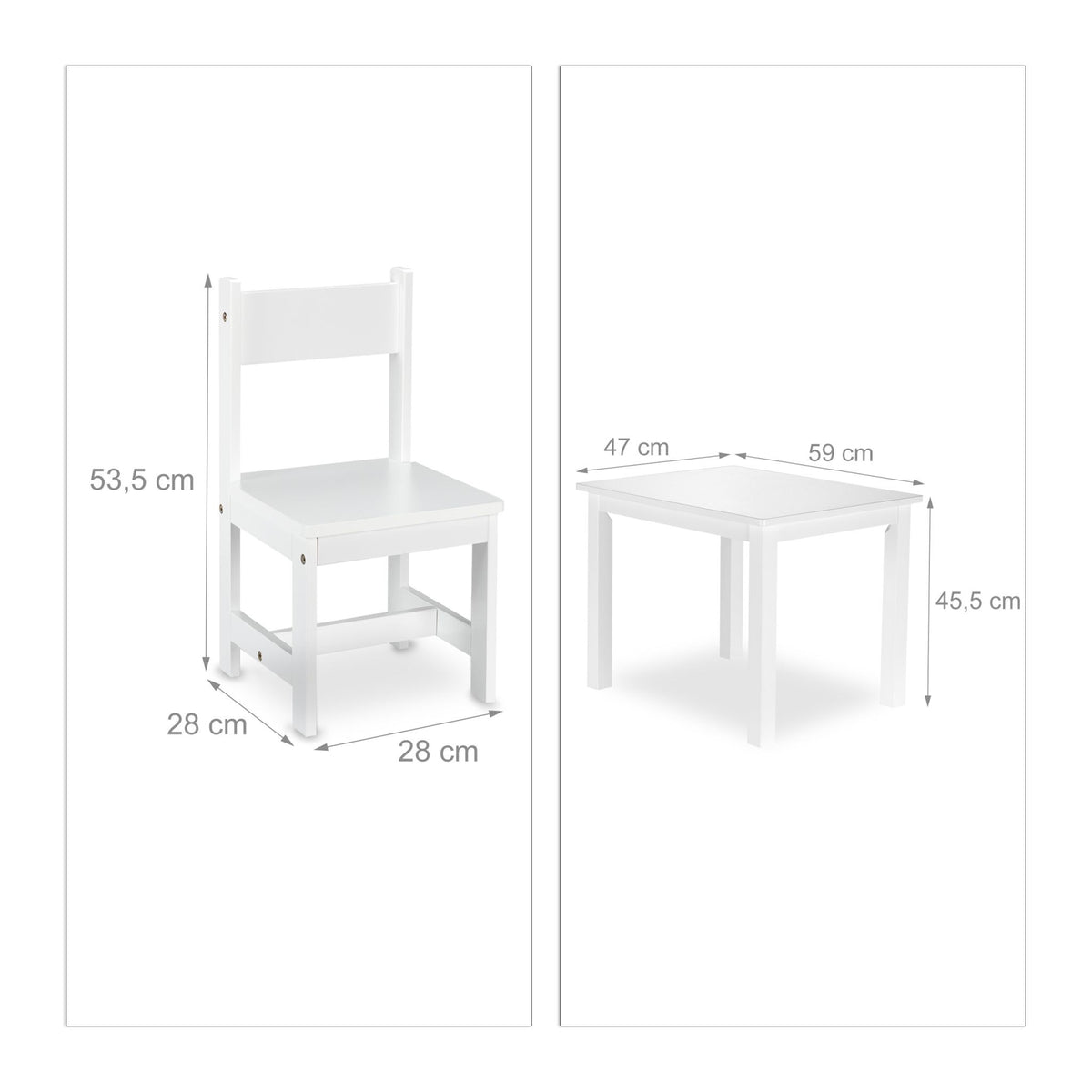 Children's seating group white with 2 chairs