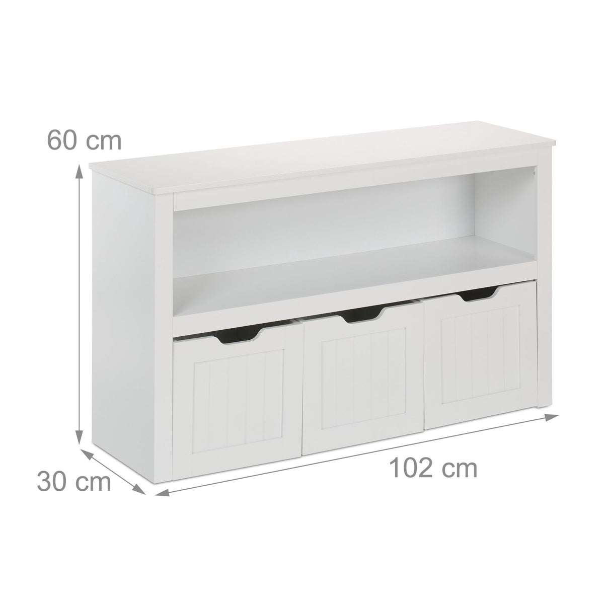 Children's shelf with 3 drawers on wheels