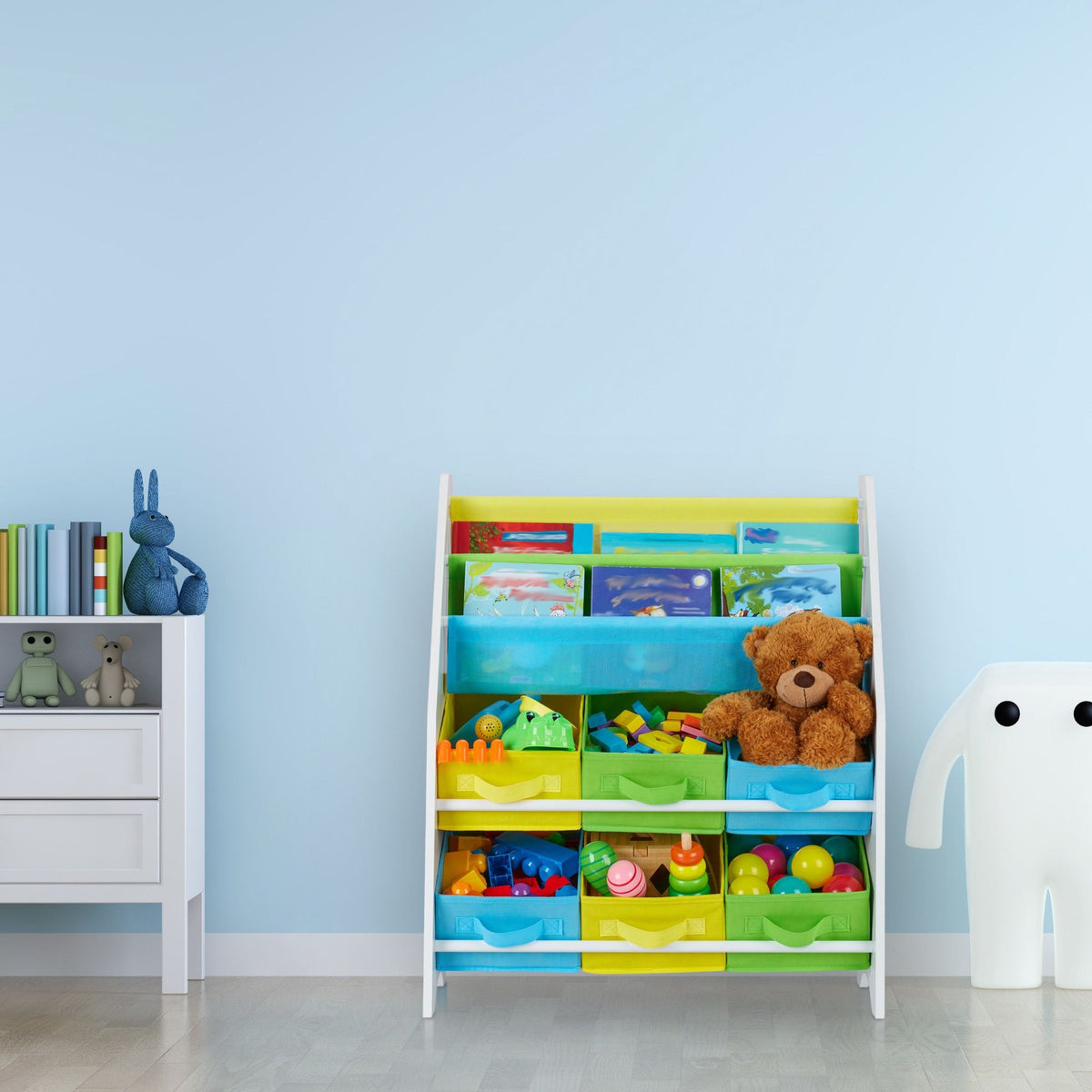 Children's shelf with 6 drawers & 2 hanging compartments