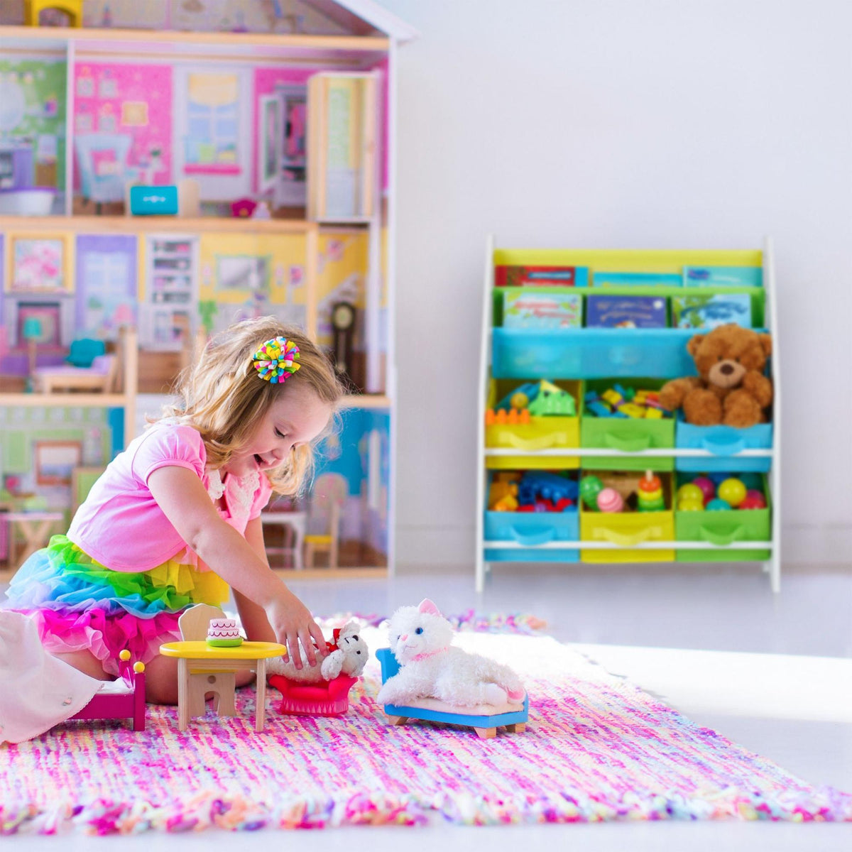 Children's shelf with 6 drawers & 2 hanging compartments