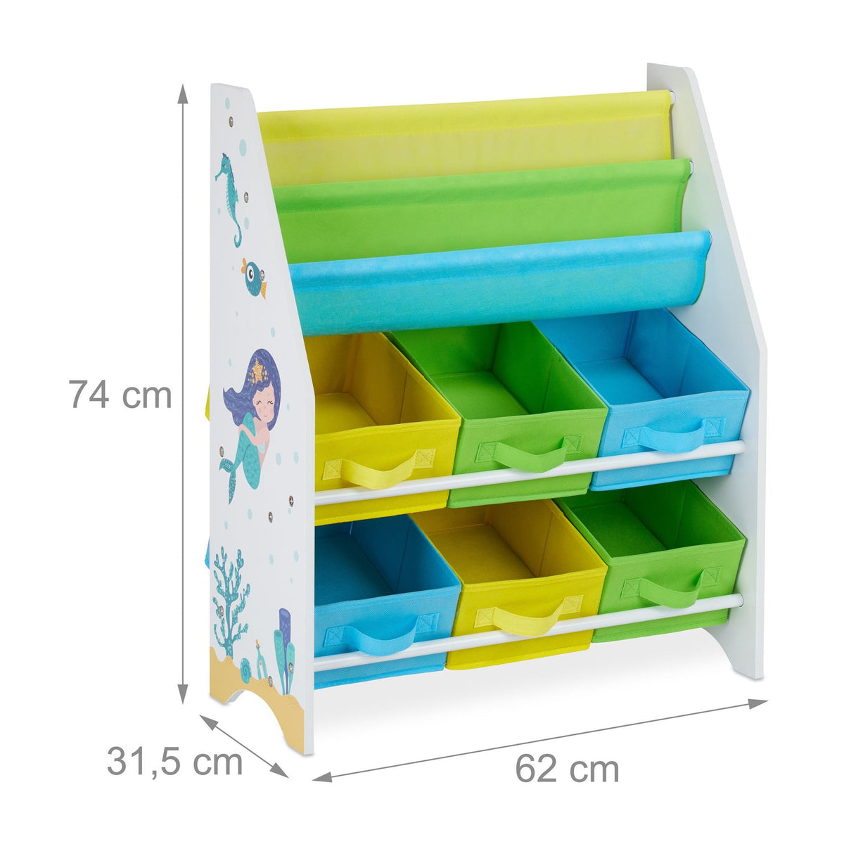 Children's shelf with 6 drawers & 2 hanging compartments